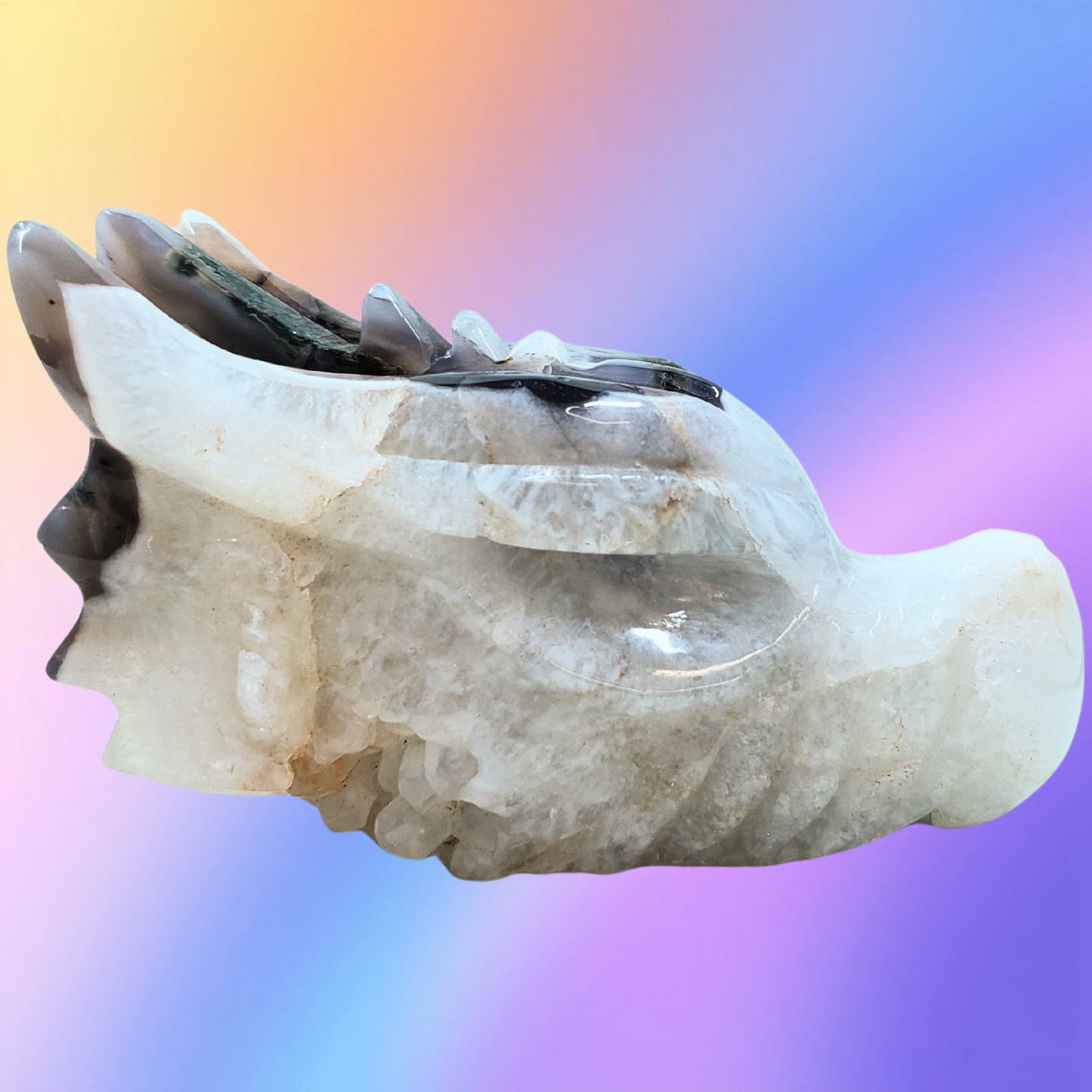 Moss Agate Dragon Head Carvings