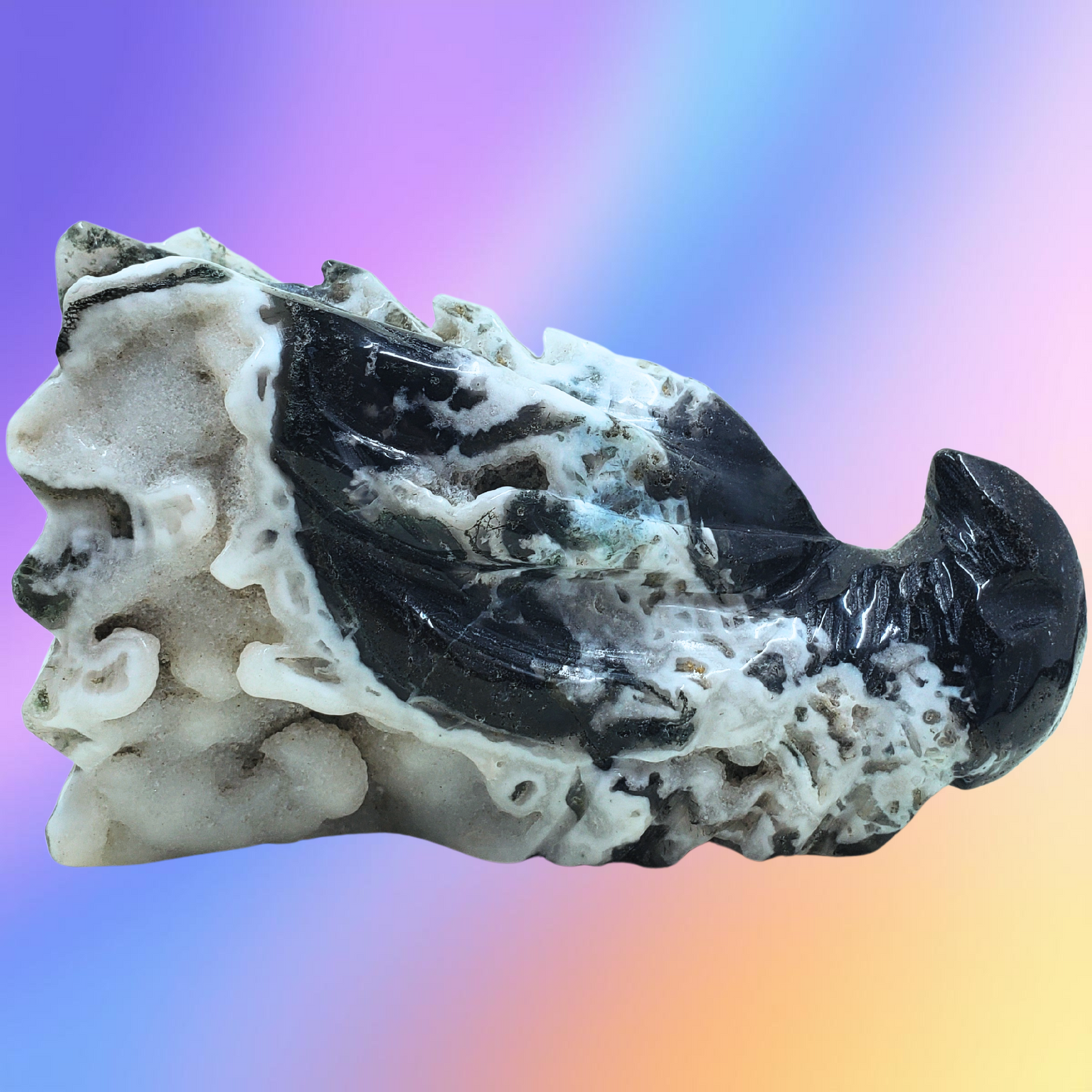 Moss Agate Dragon Head Carvings