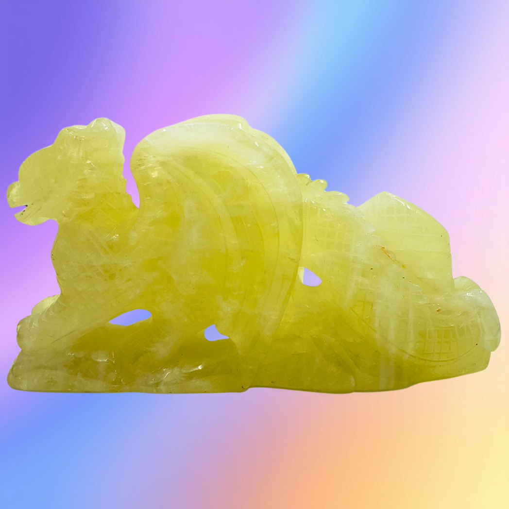 Citrine Free Standing Dragon Carving