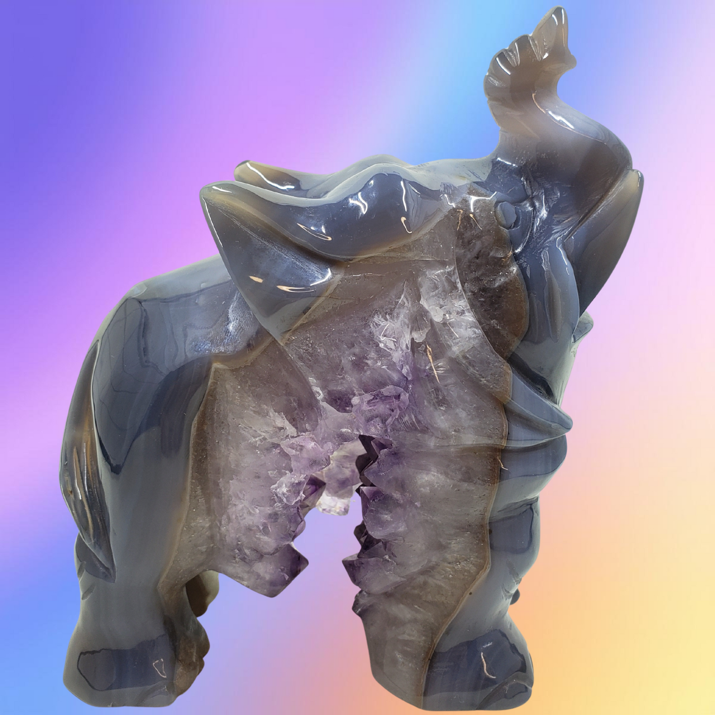 Amethyst Elephant Cluster Carving