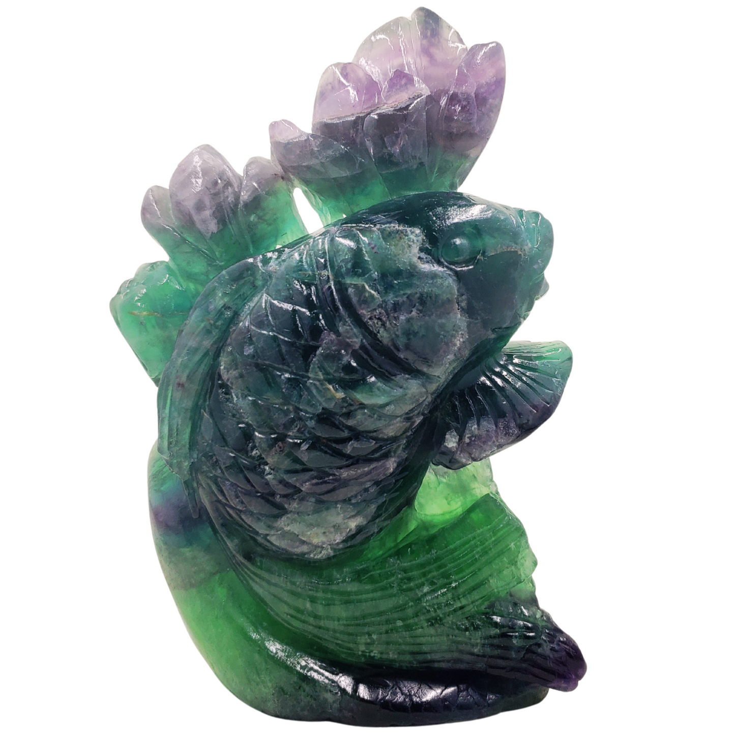 Rainbow Fluorite Fish and Flowers