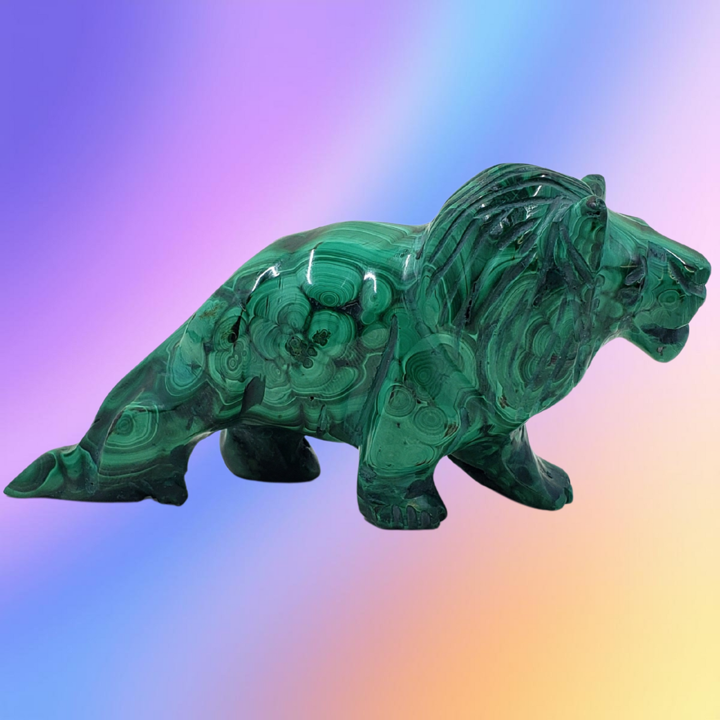 RARE Malachite Lion Carving