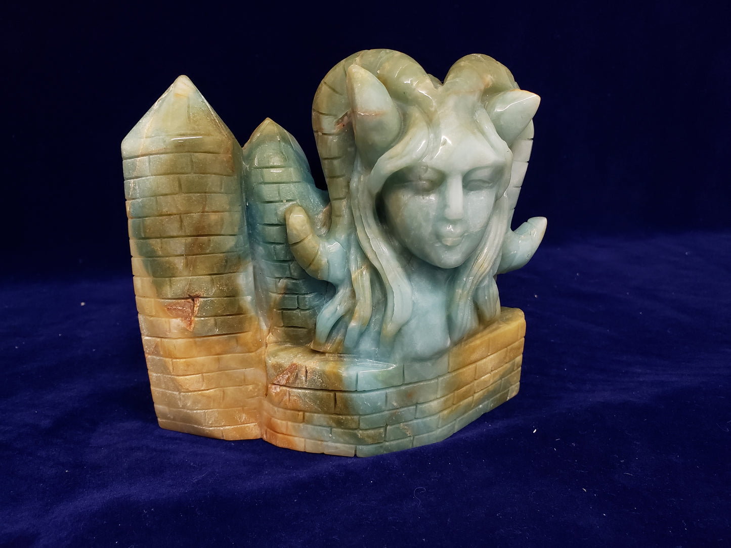 Amazonite Women Castle Carving