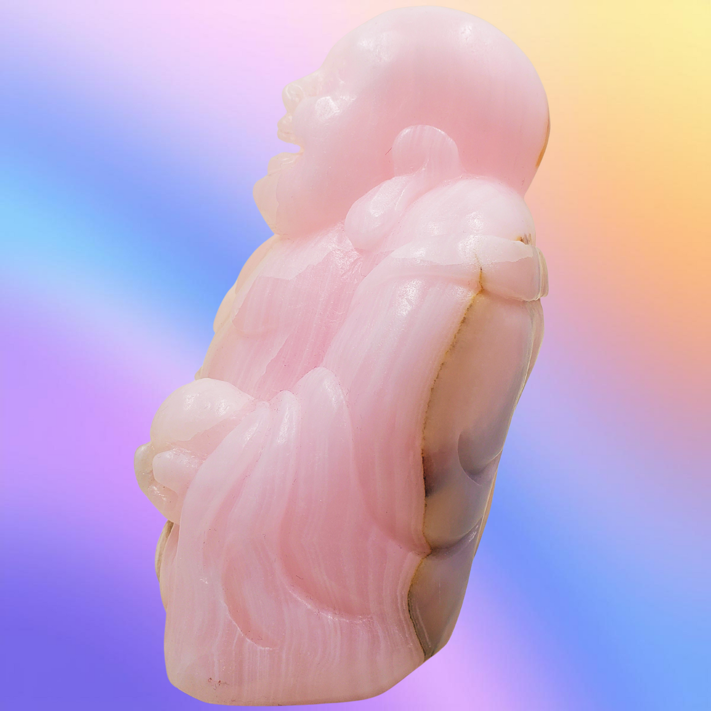Pink Calcite Buddha Carving