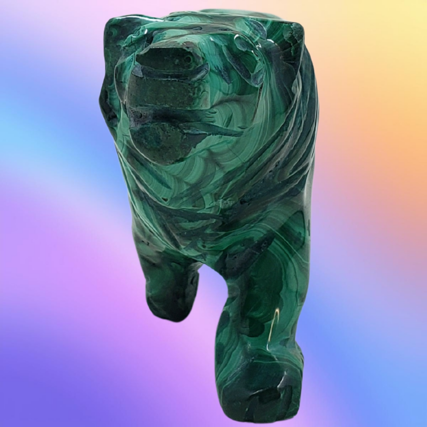 RARE Malachite Lion Carving