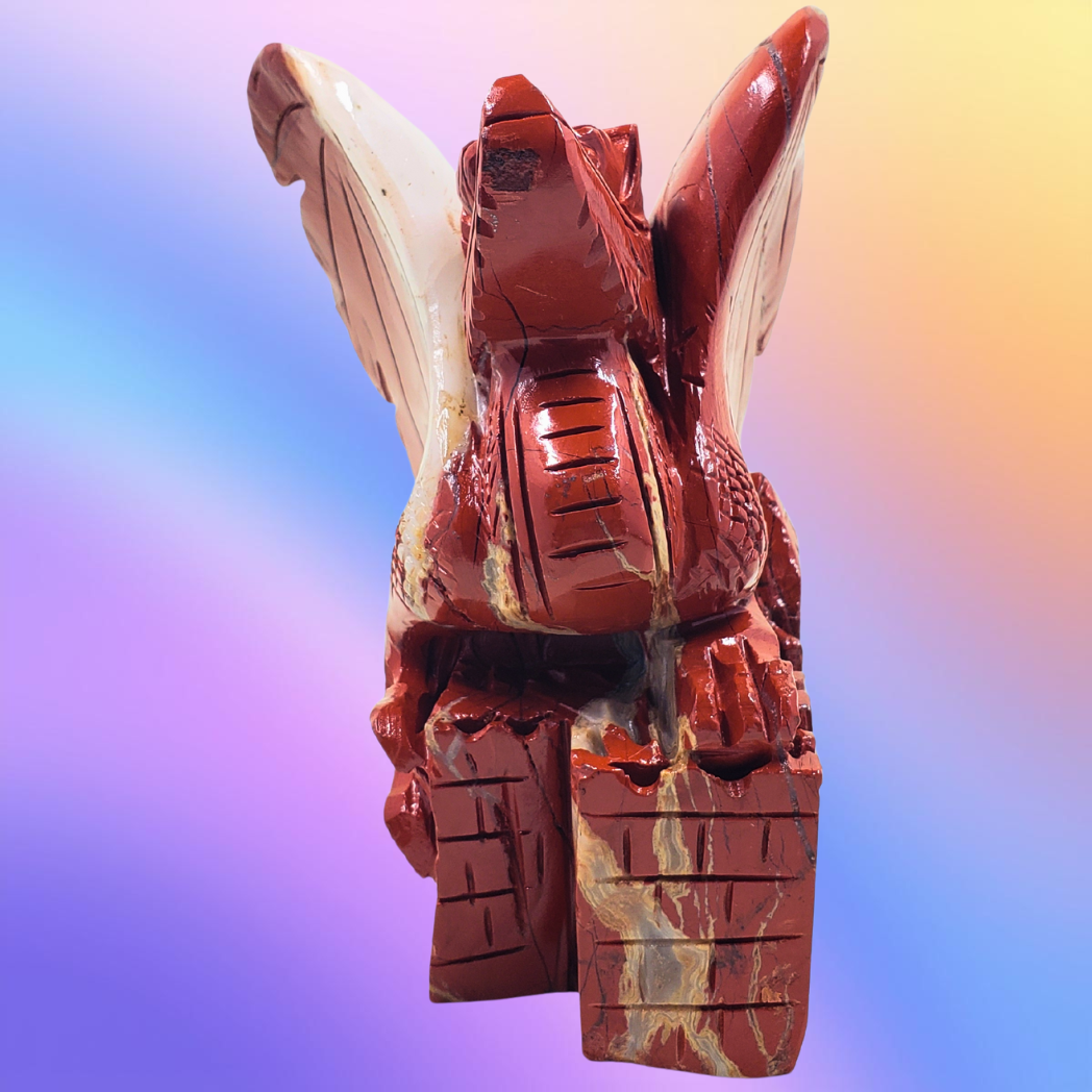 Red Jasper Dragon on Castle Carving