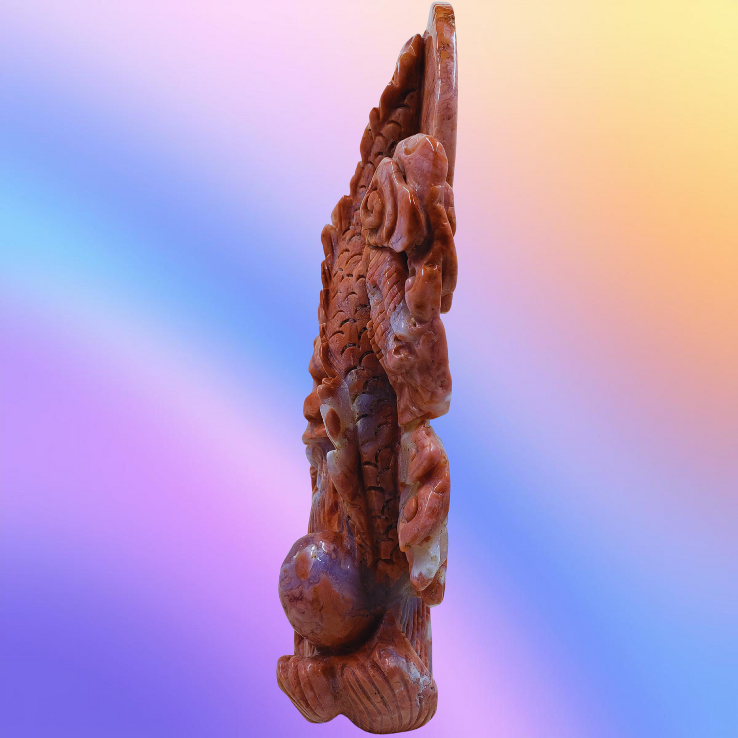 Petal Agate Dragon Carving