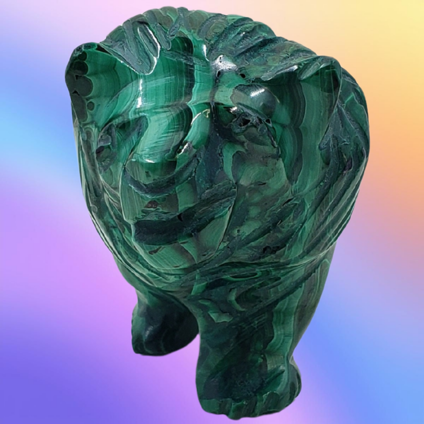 RARE Malachite Lion Carving