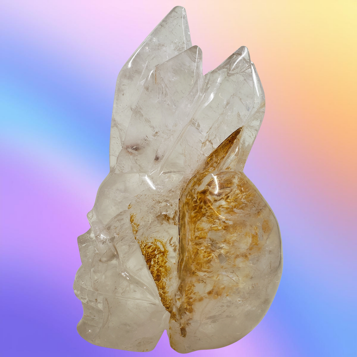Clear Quartz Skull with Crown Carving
