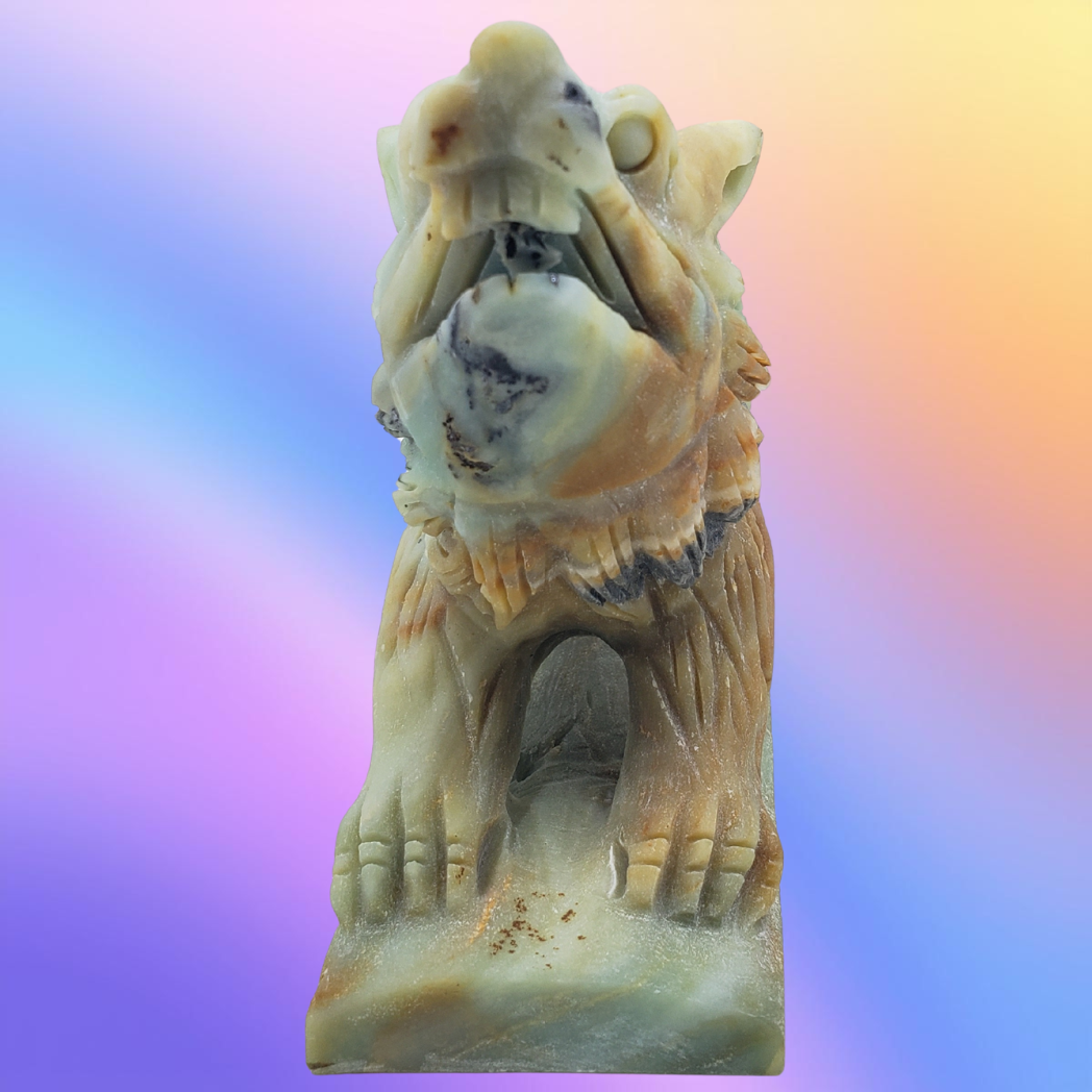 Amazonite Wolf Carving
