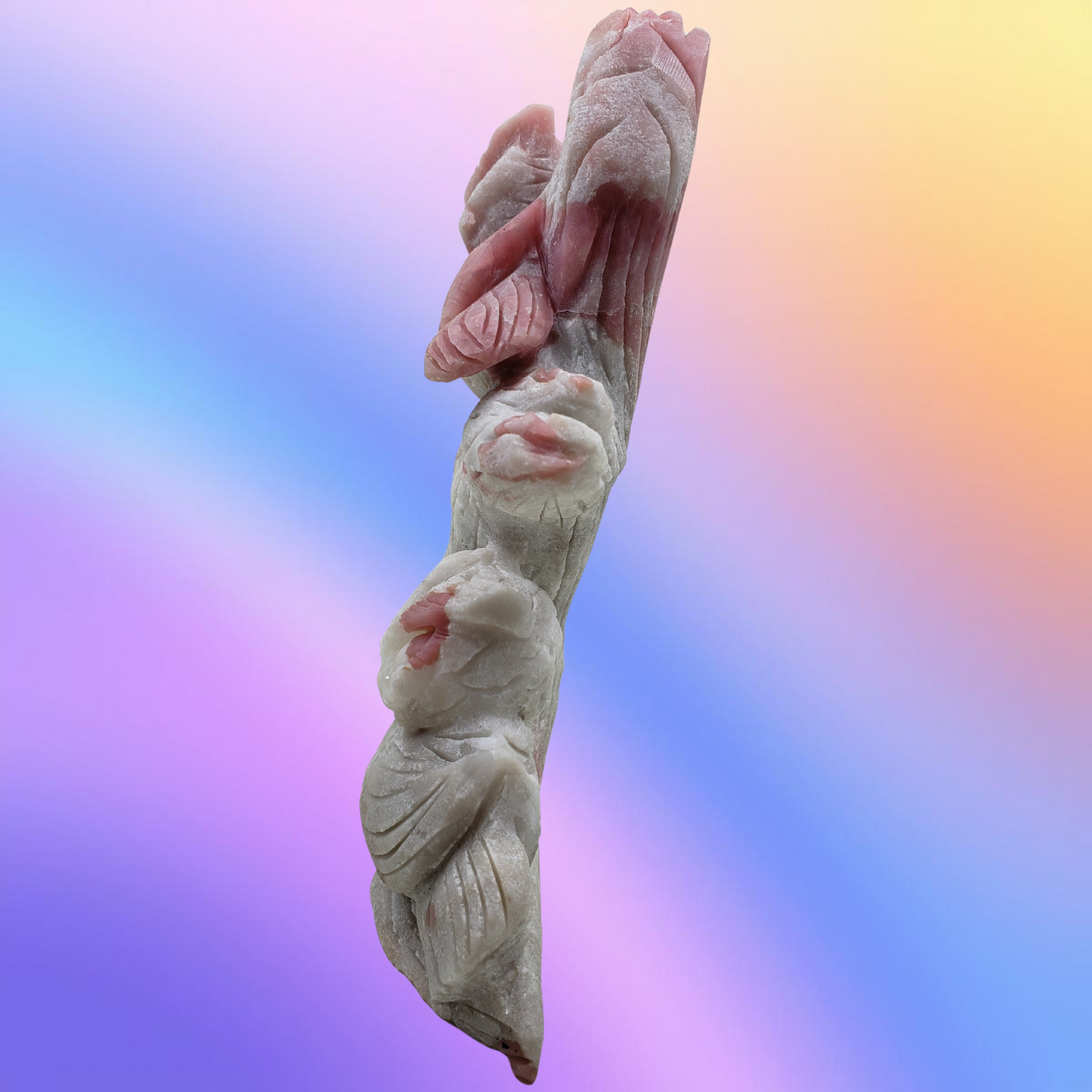 Pink Opal Owls Carving
