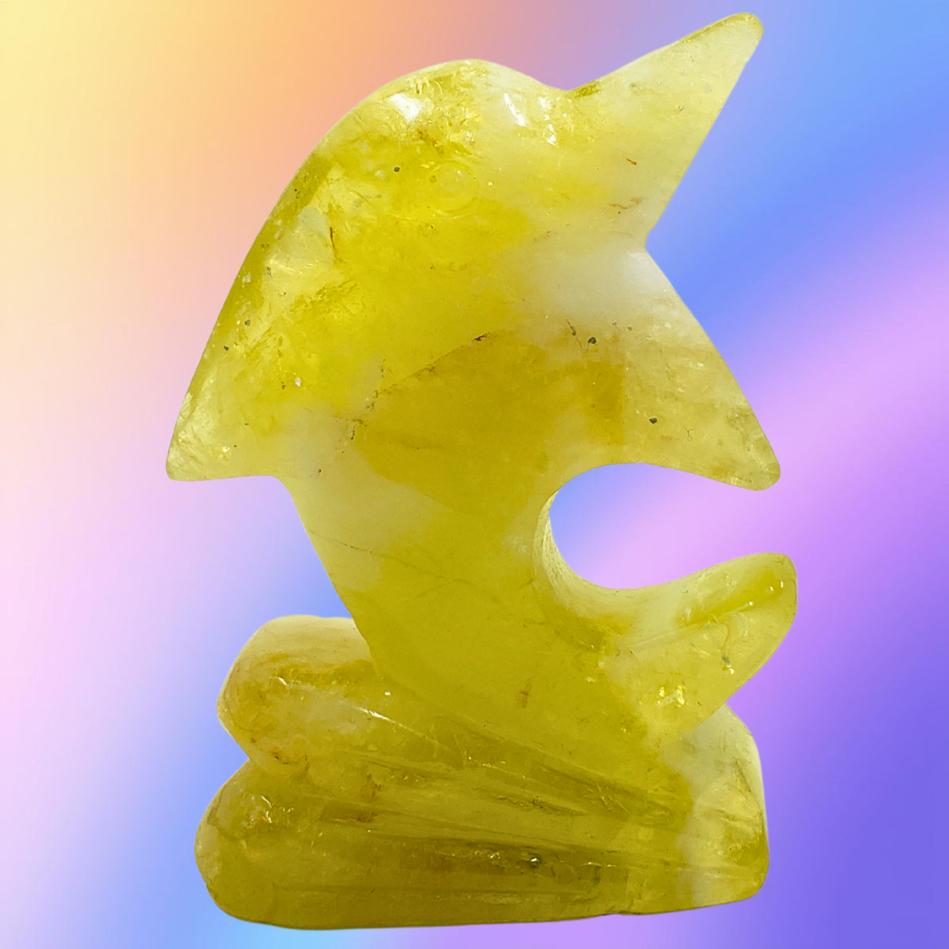 Citrine Dolphin Carving