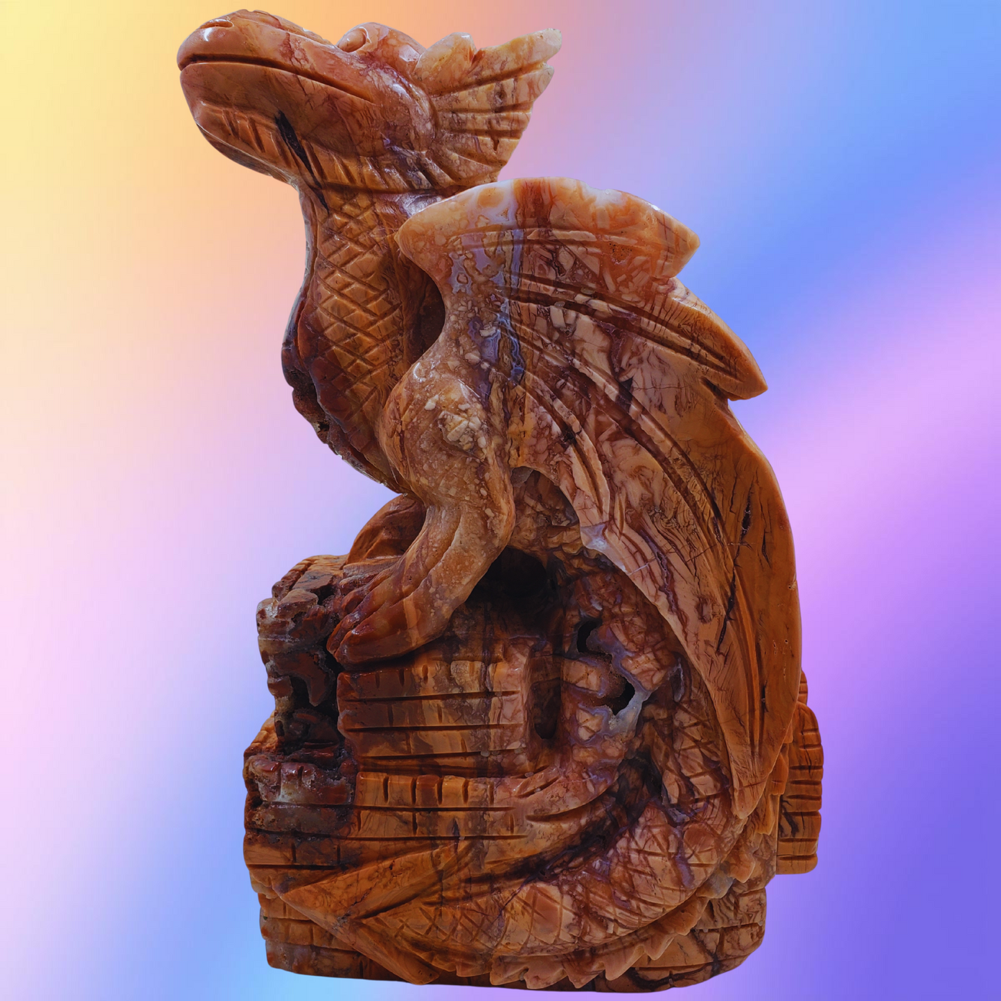 Petal Agate Dragon Carving