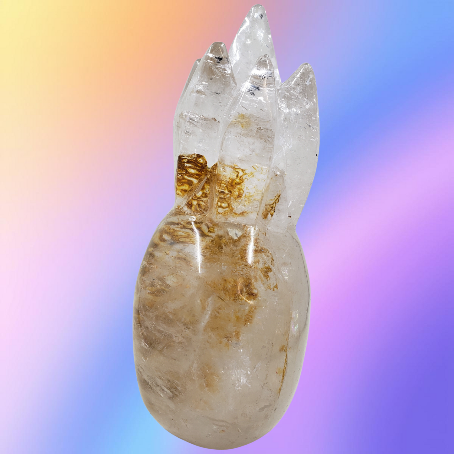 Clear Quartz Skull with Crown Carving