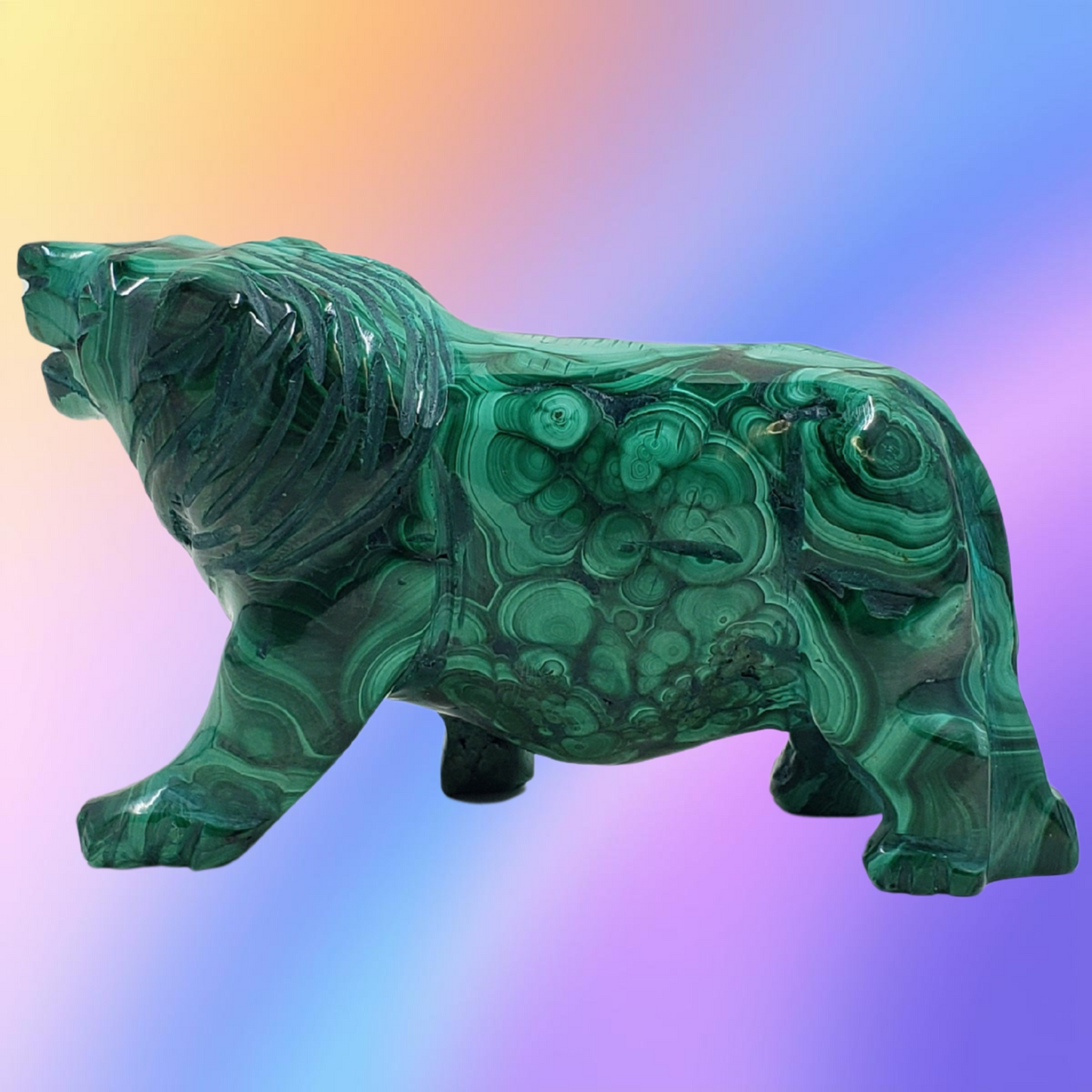 RARE Malachite Lion Carving