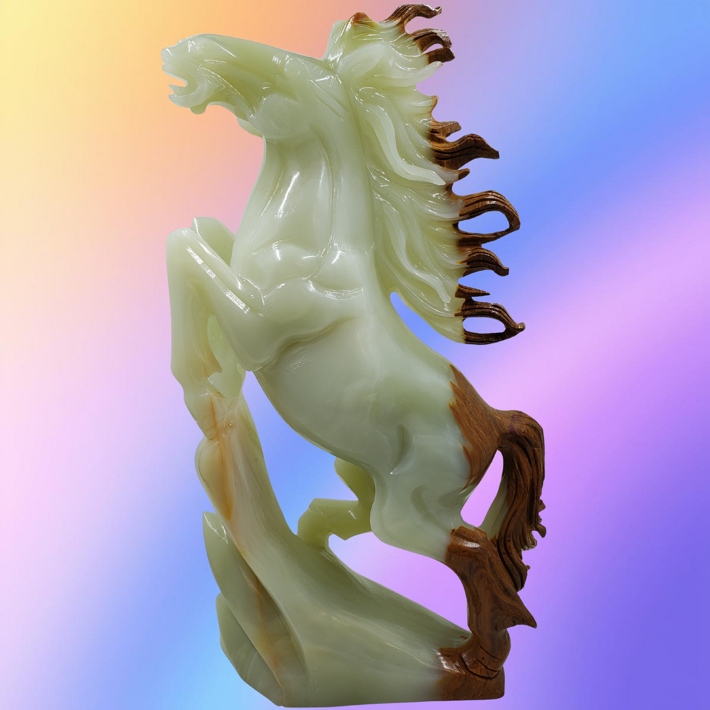 Green Onyx Horse Carving