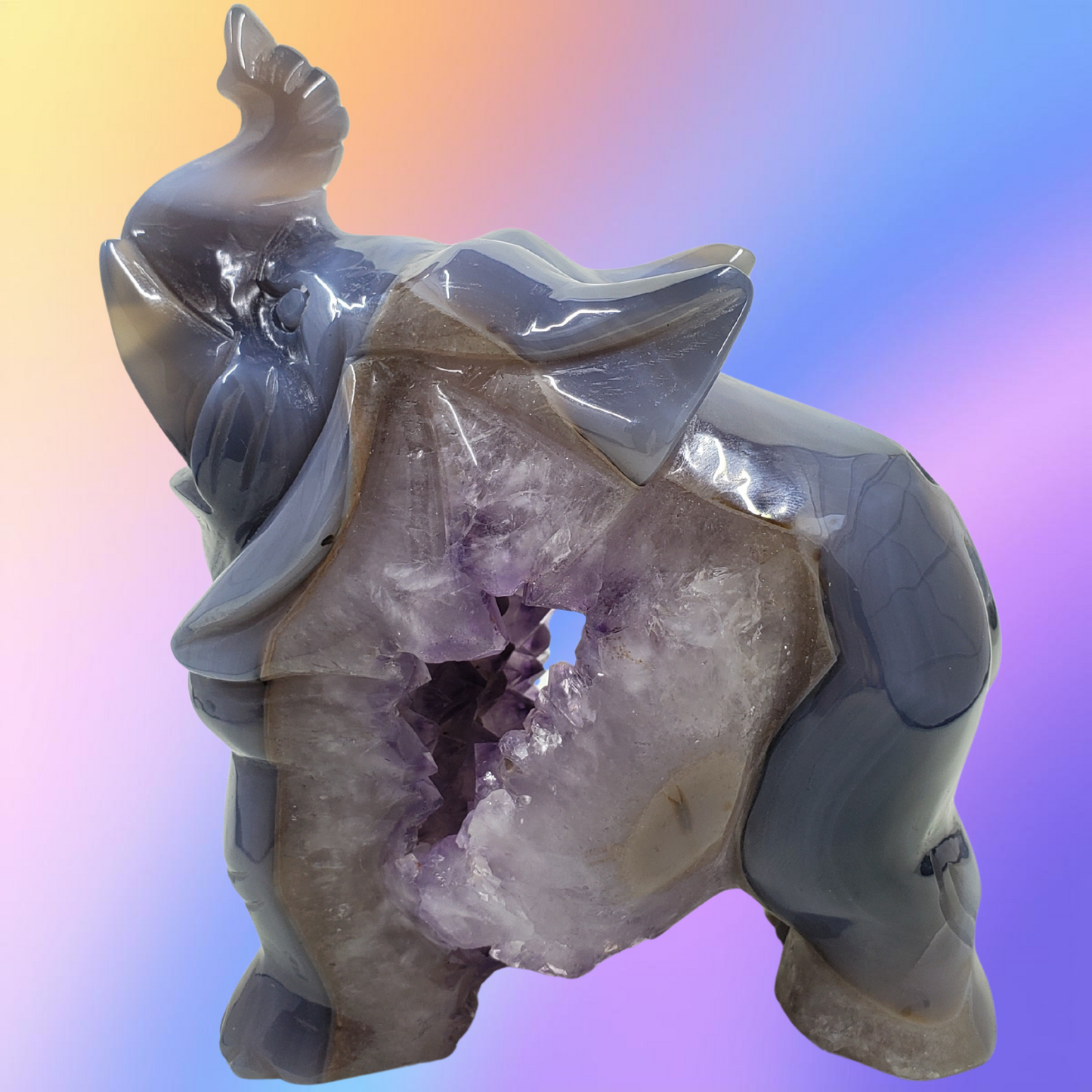 Amethyst Elephant Cluster Carving