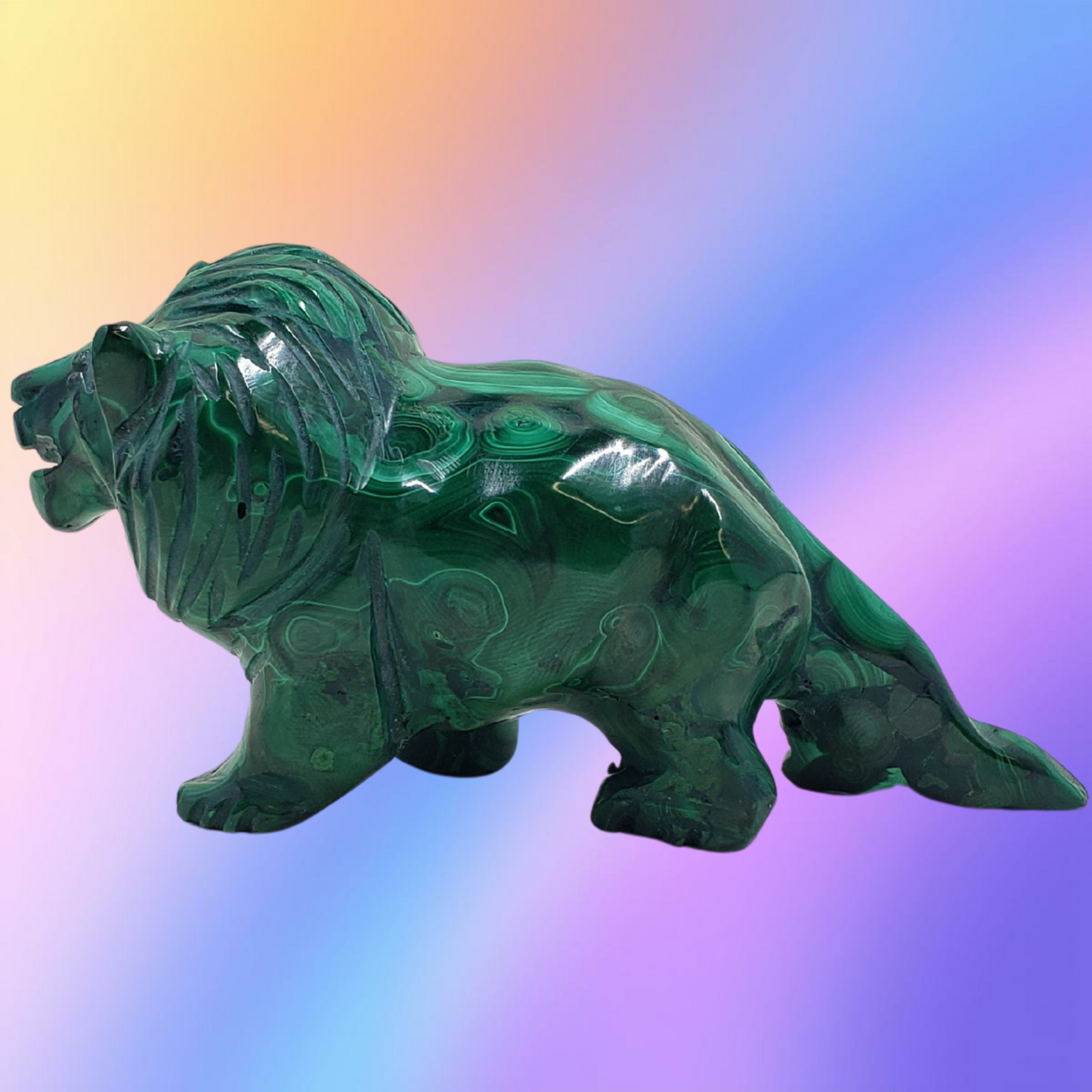 RARE Malachite Lion Carving