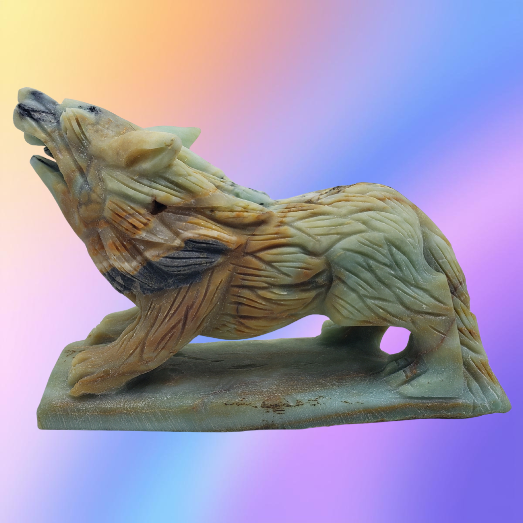 Amazonite Wolf Carving