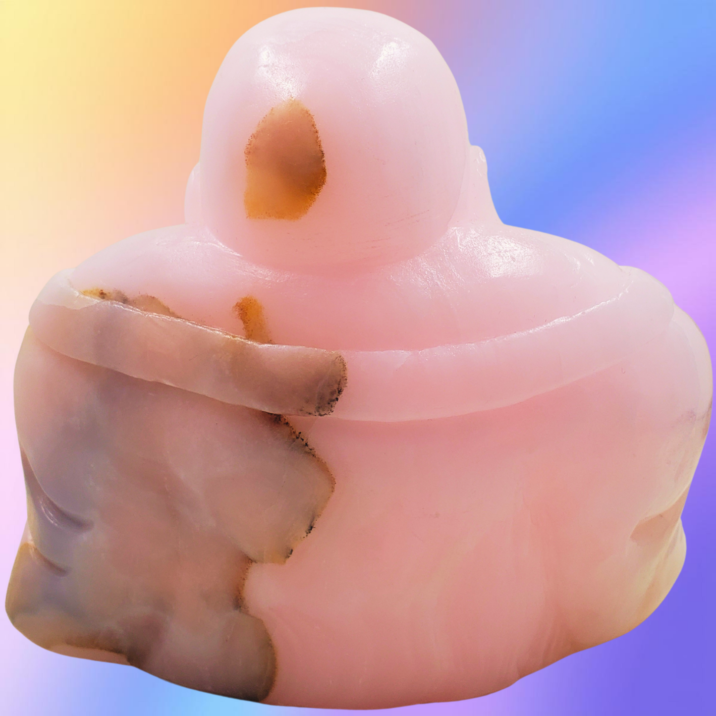 Pink Calcite Buddha Carving