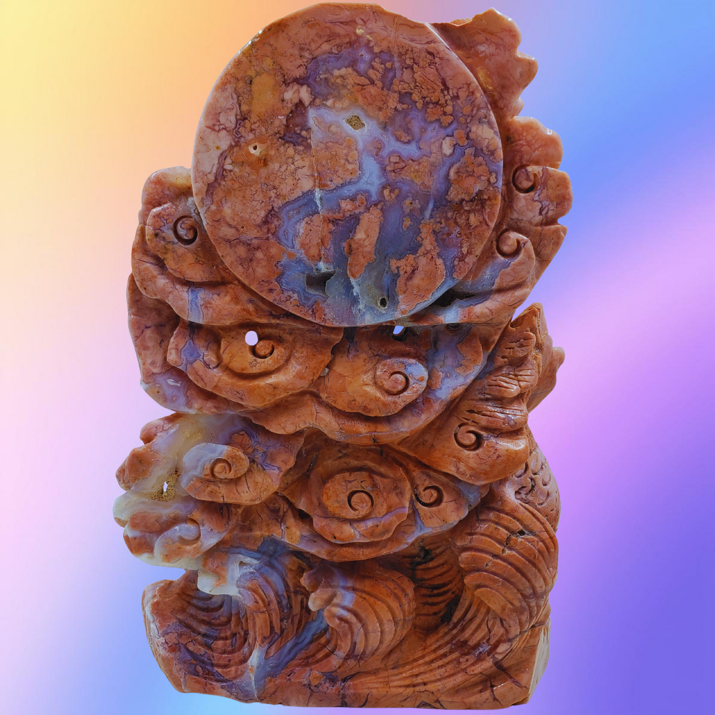 Petal Agate Dragon Carving