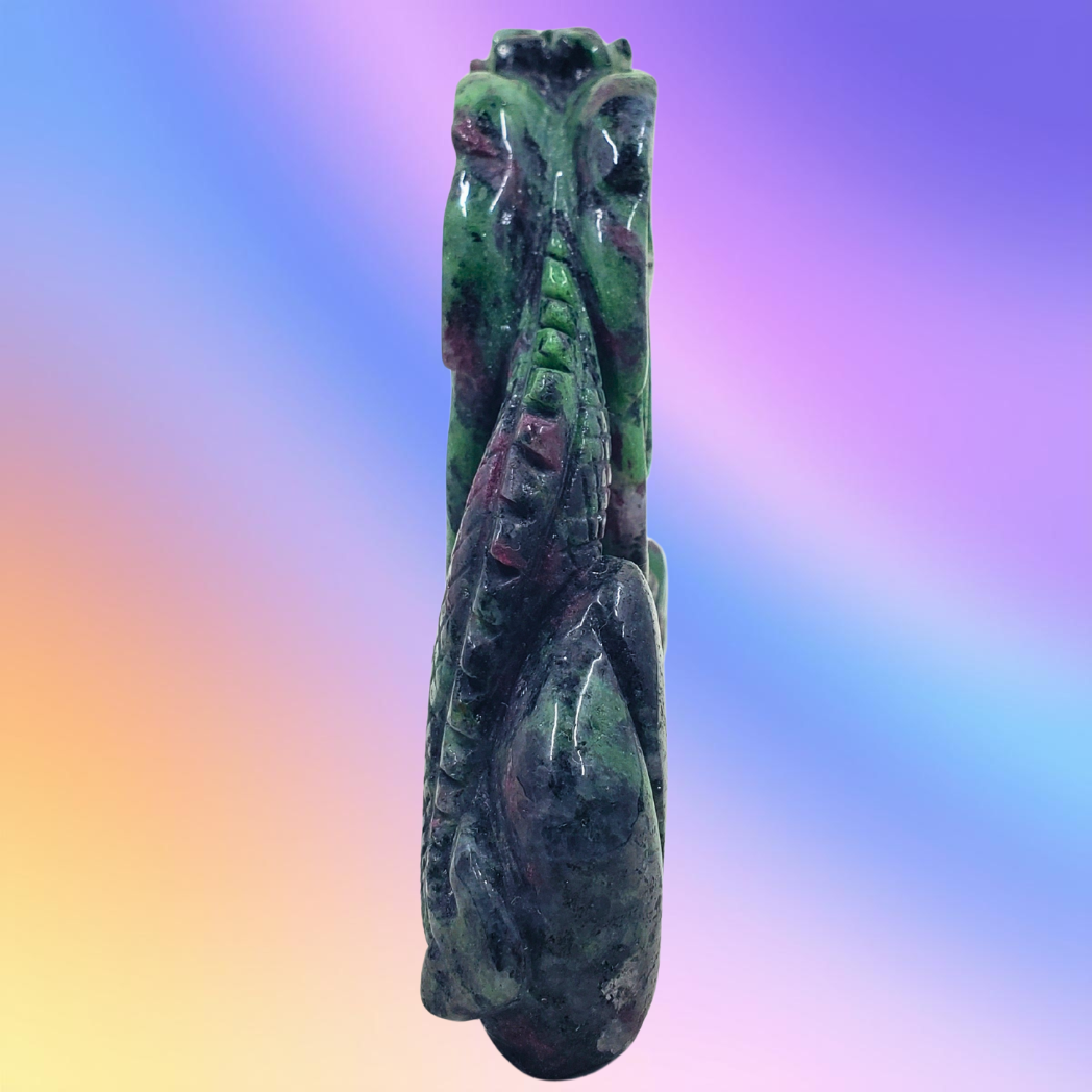 Ruby Zoisite Free Standing Dragon Carving
