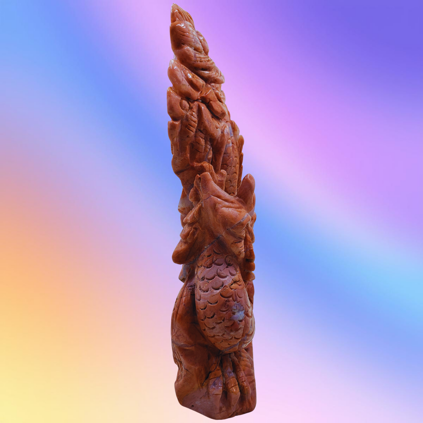 Petal Agate Dragon Carving