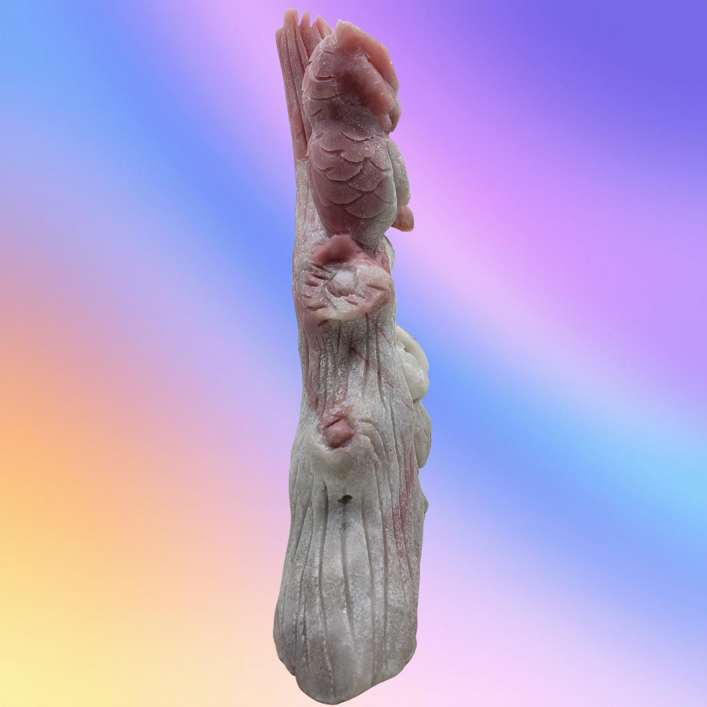 Pink Opal Owls Carving