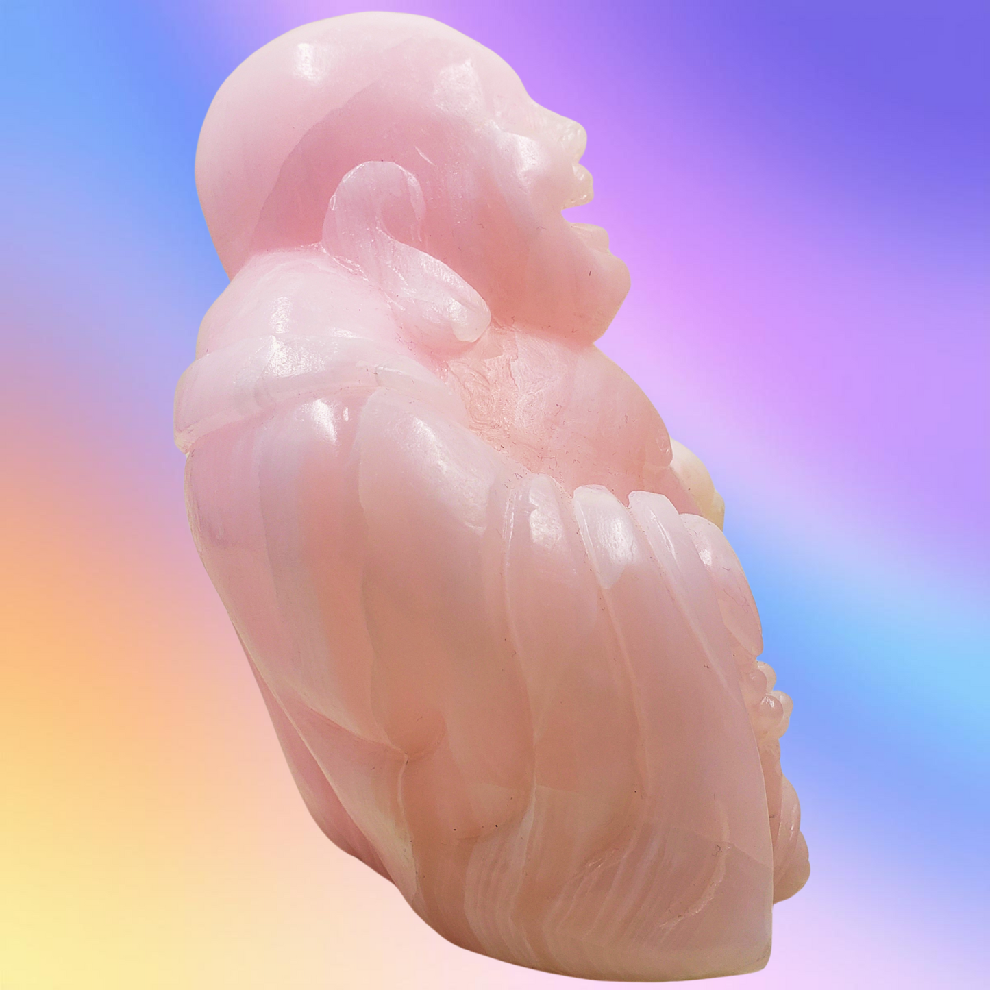 Pink Calcite Buddha Carving