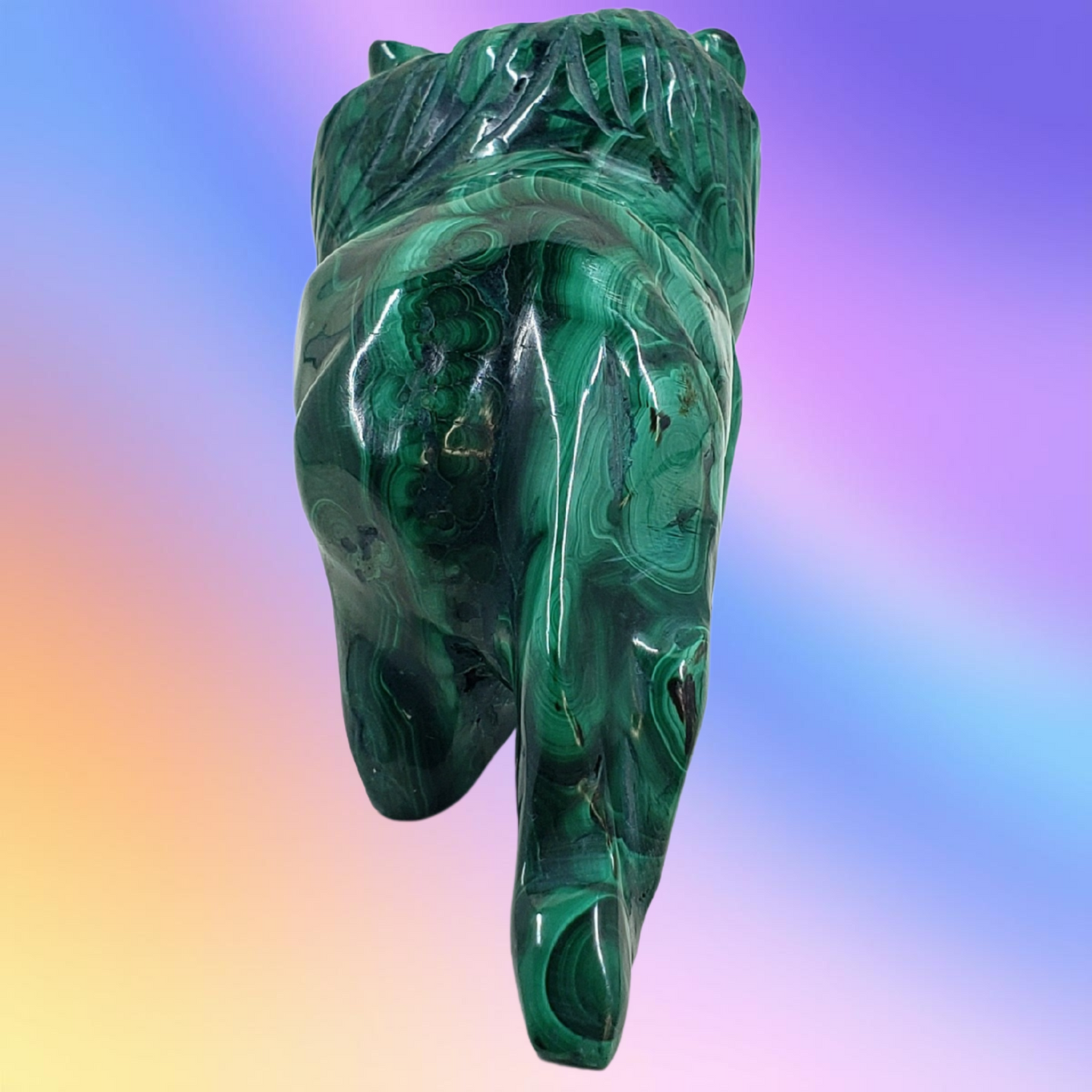 RARE Malachite Lion Carving