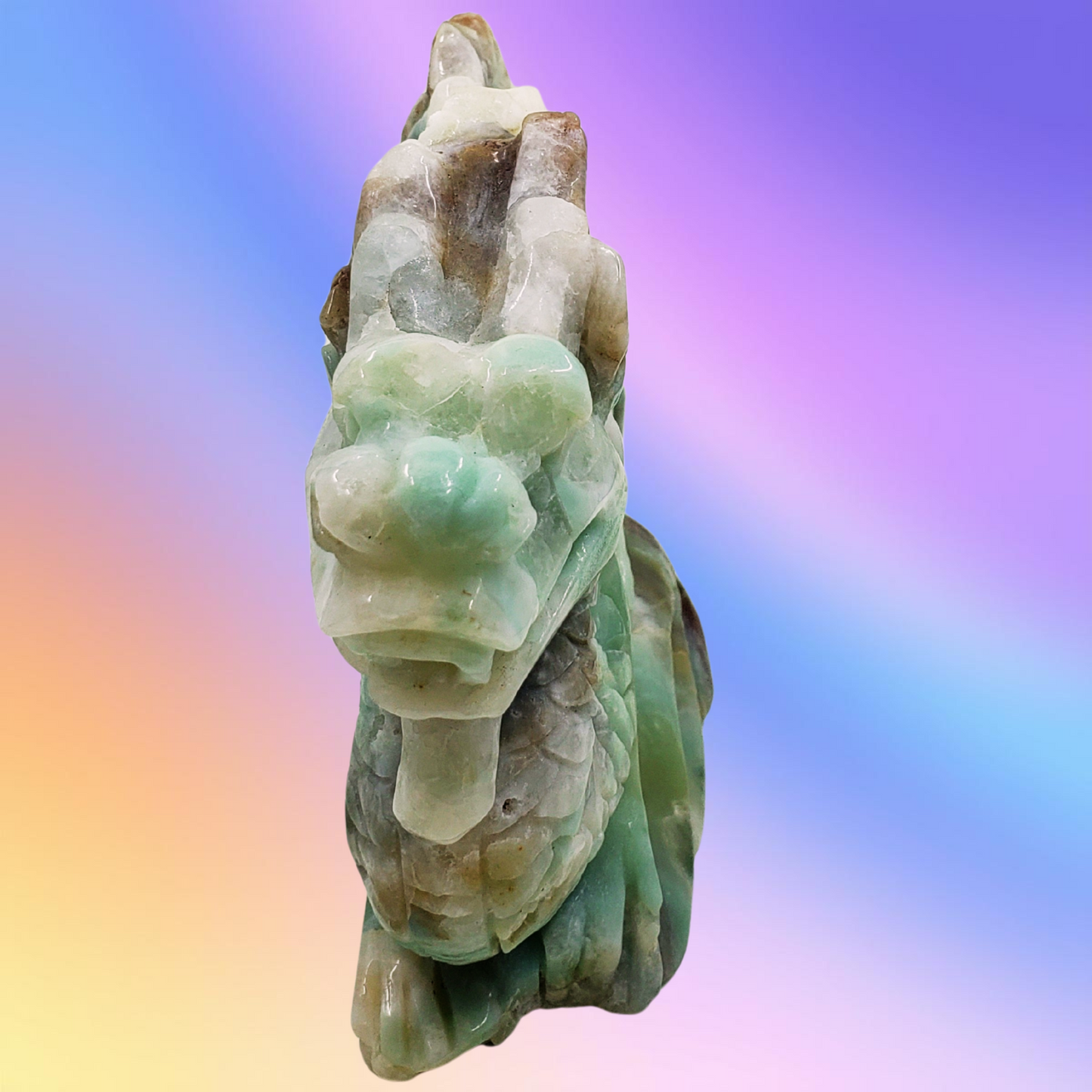 Crazy Lace Agate Chinese Dragon Carving