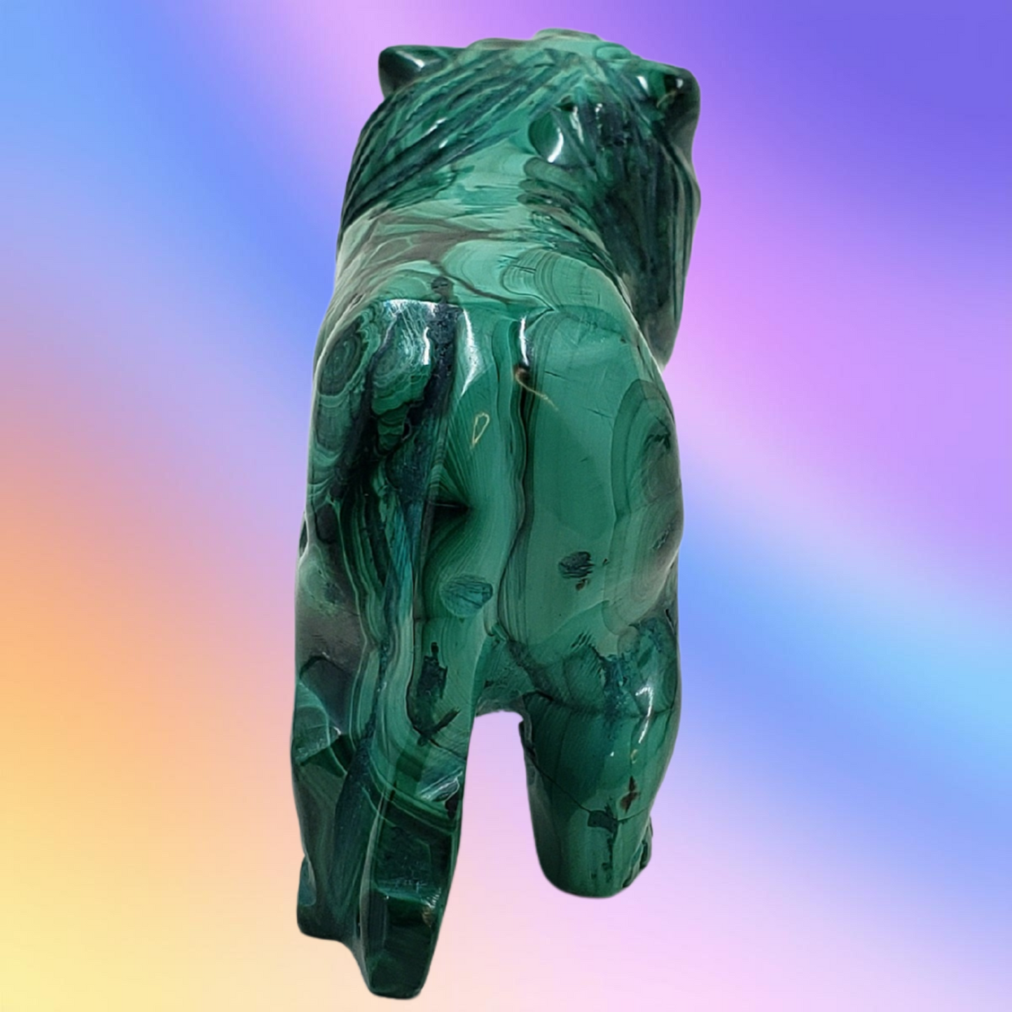 RARE Malachite Lion Carving