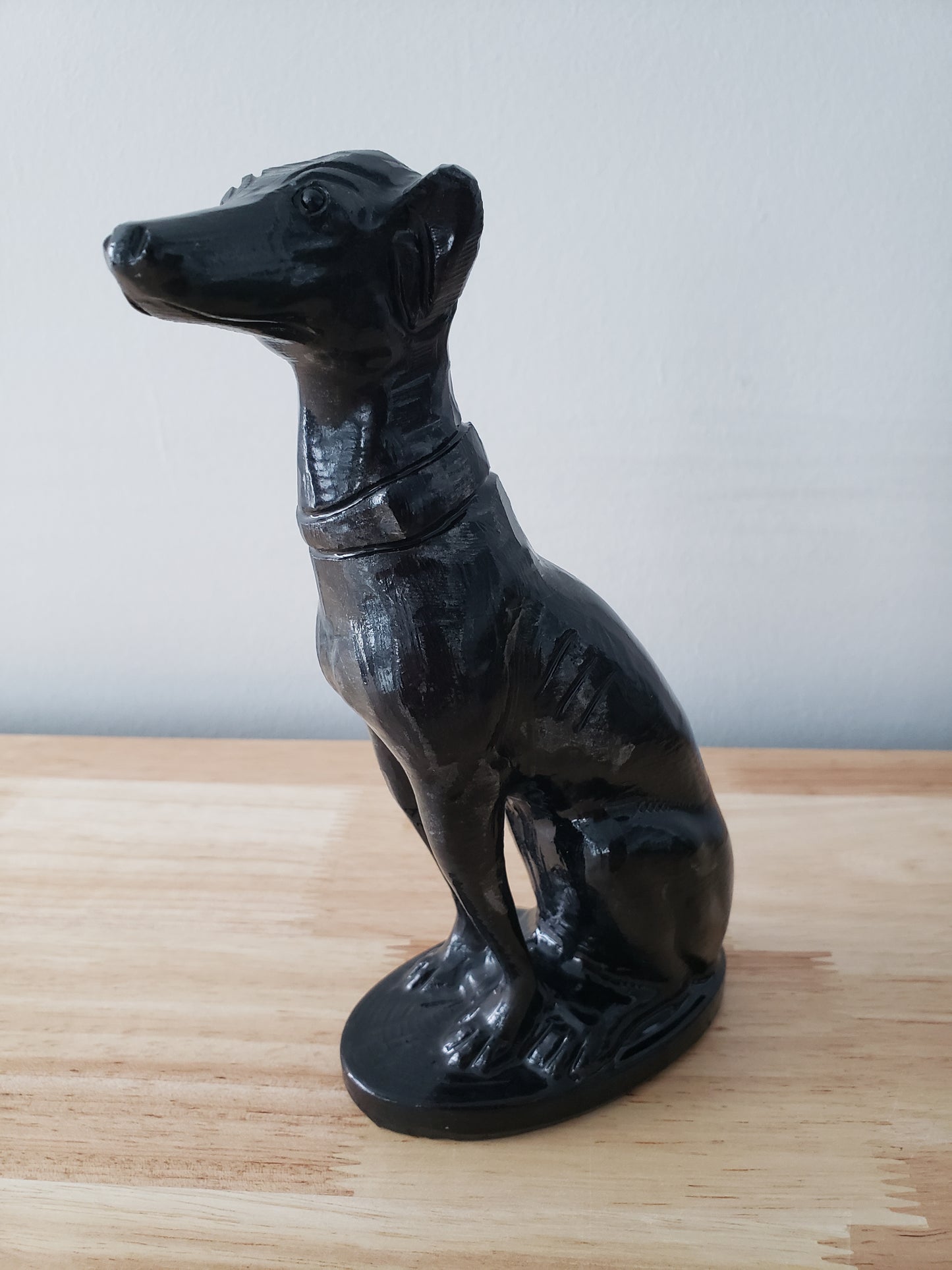 Obsidian Greyhound Dog Carving