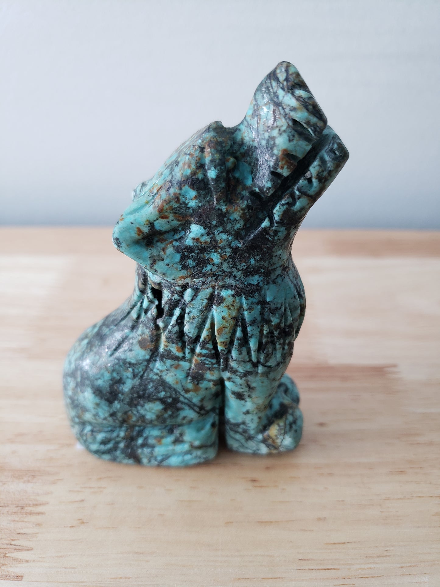 Turquoise Dog Carving