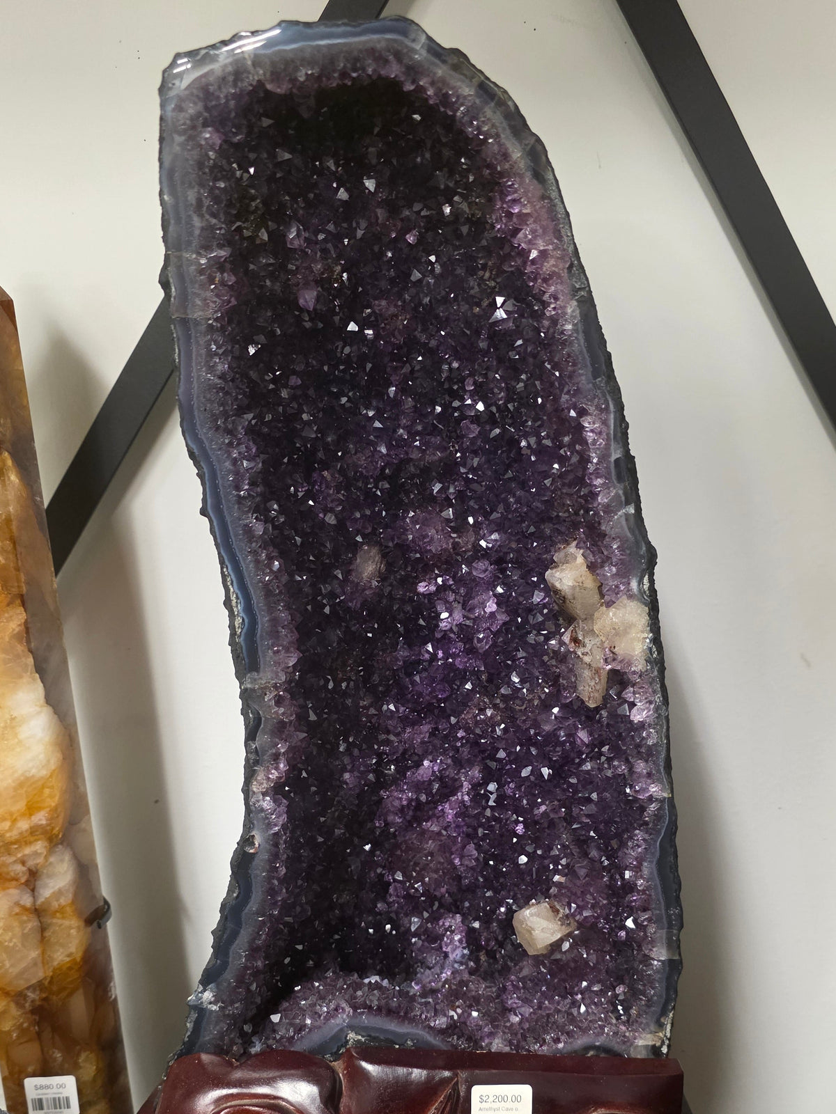 Amethyst Cathedral on Wooden Carved Stand