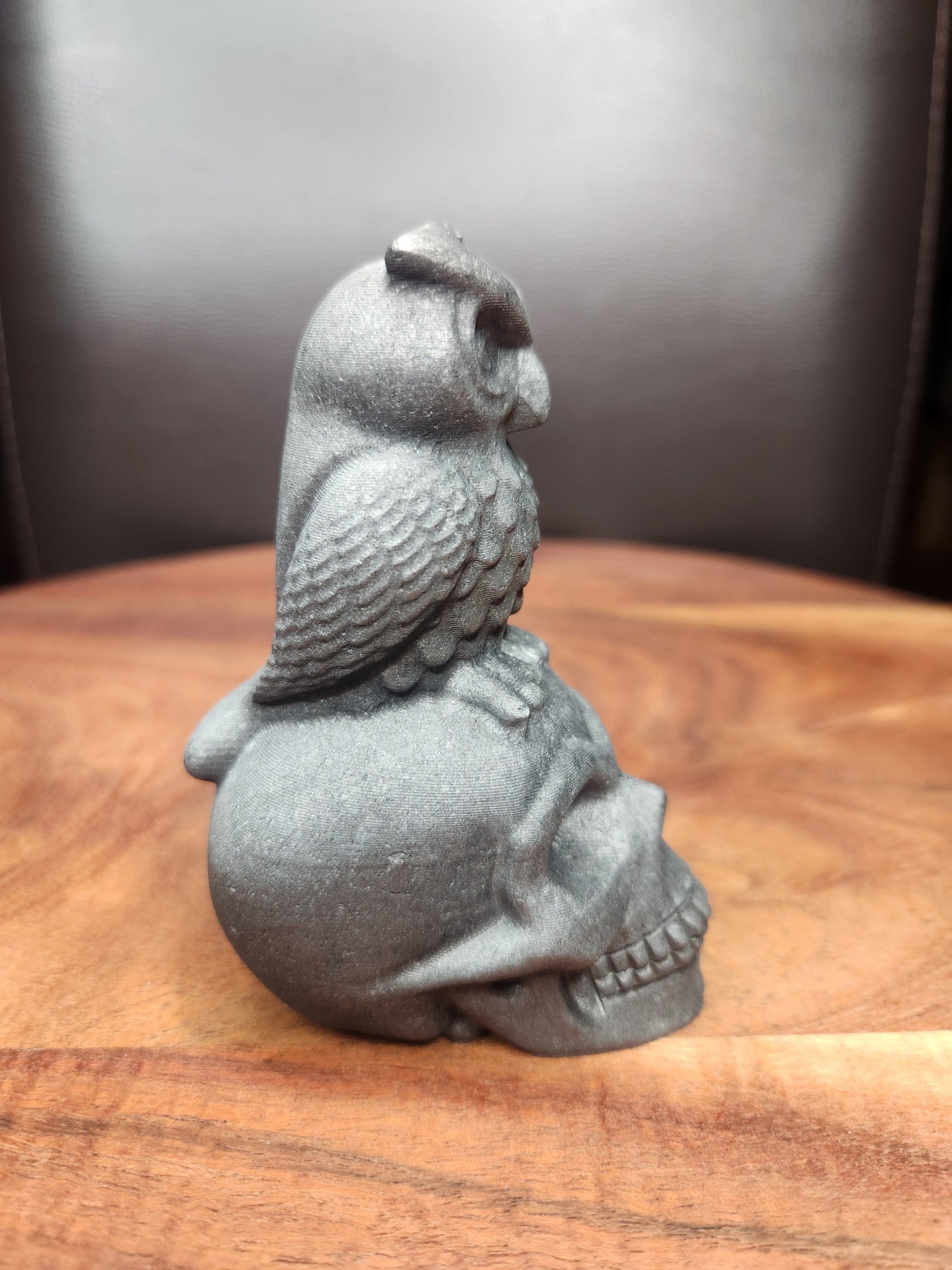 Shungite Skull & Owl Carving