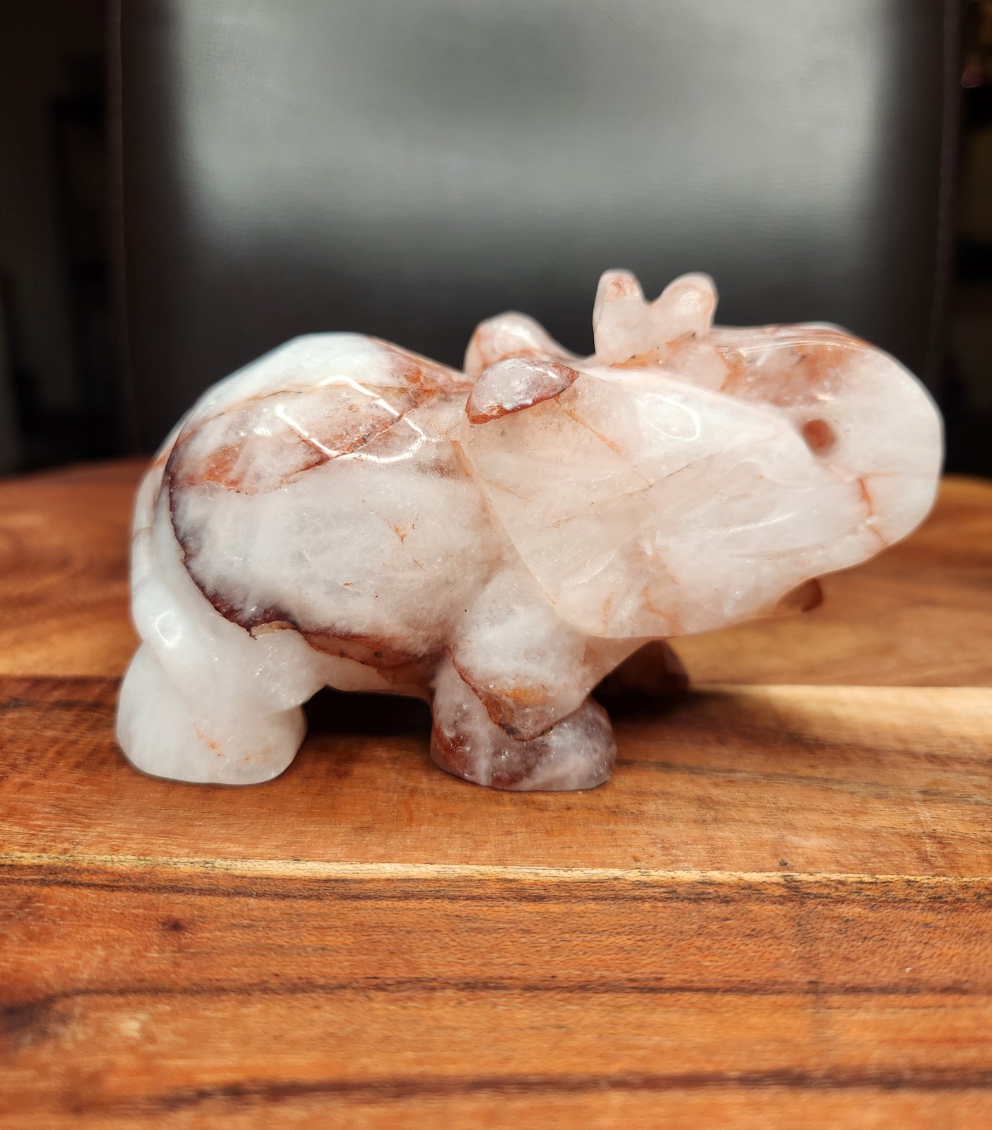 Fire Quartz Elephant Carving