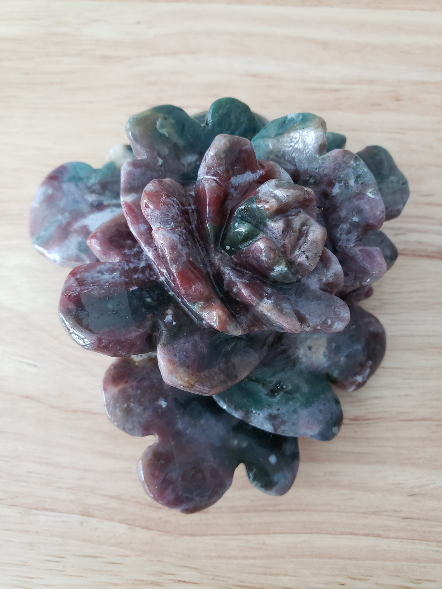 Ocean Jasper Rose Flower Carving