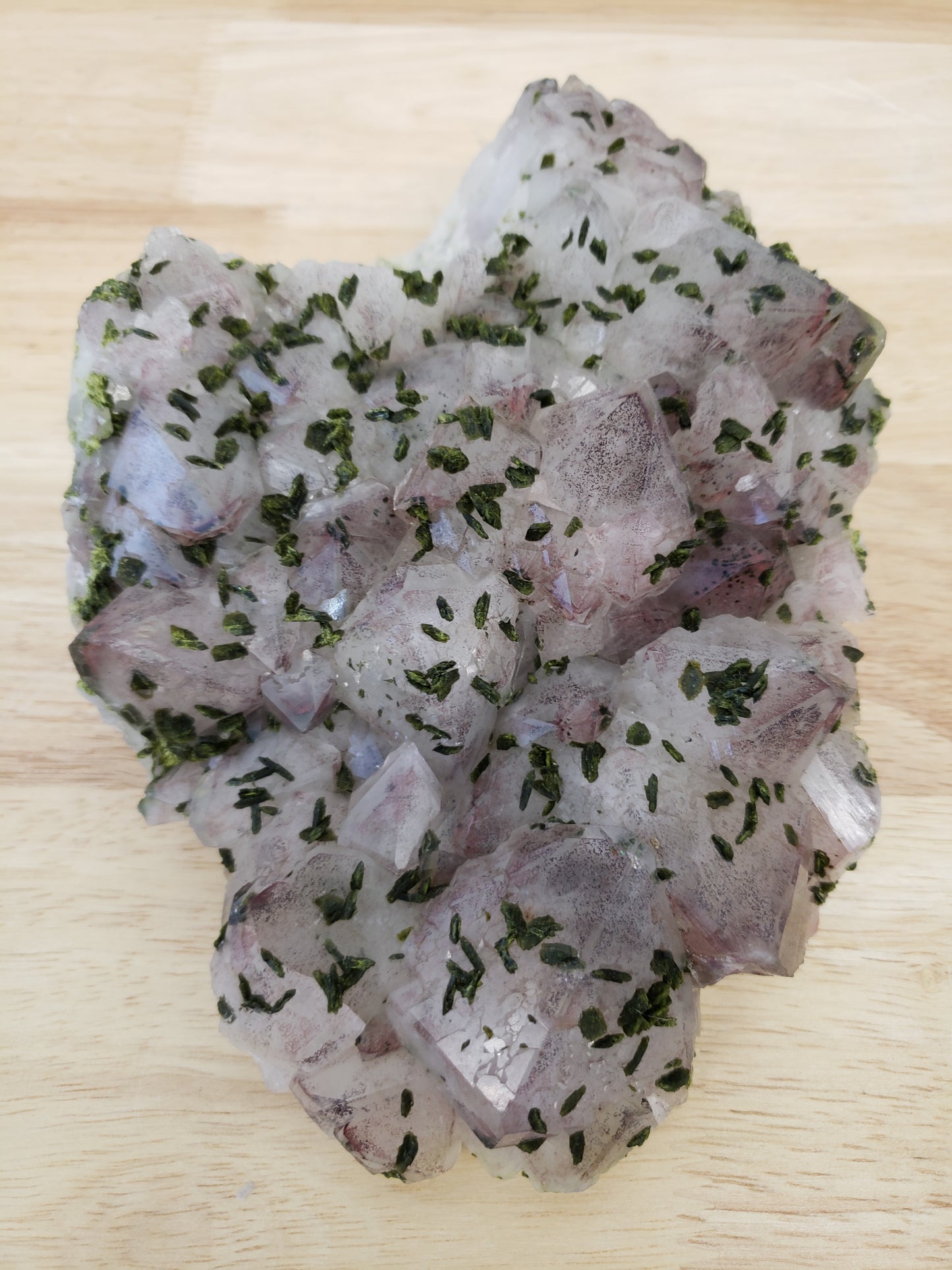Red Hematite Quartz Cluster with Epidote