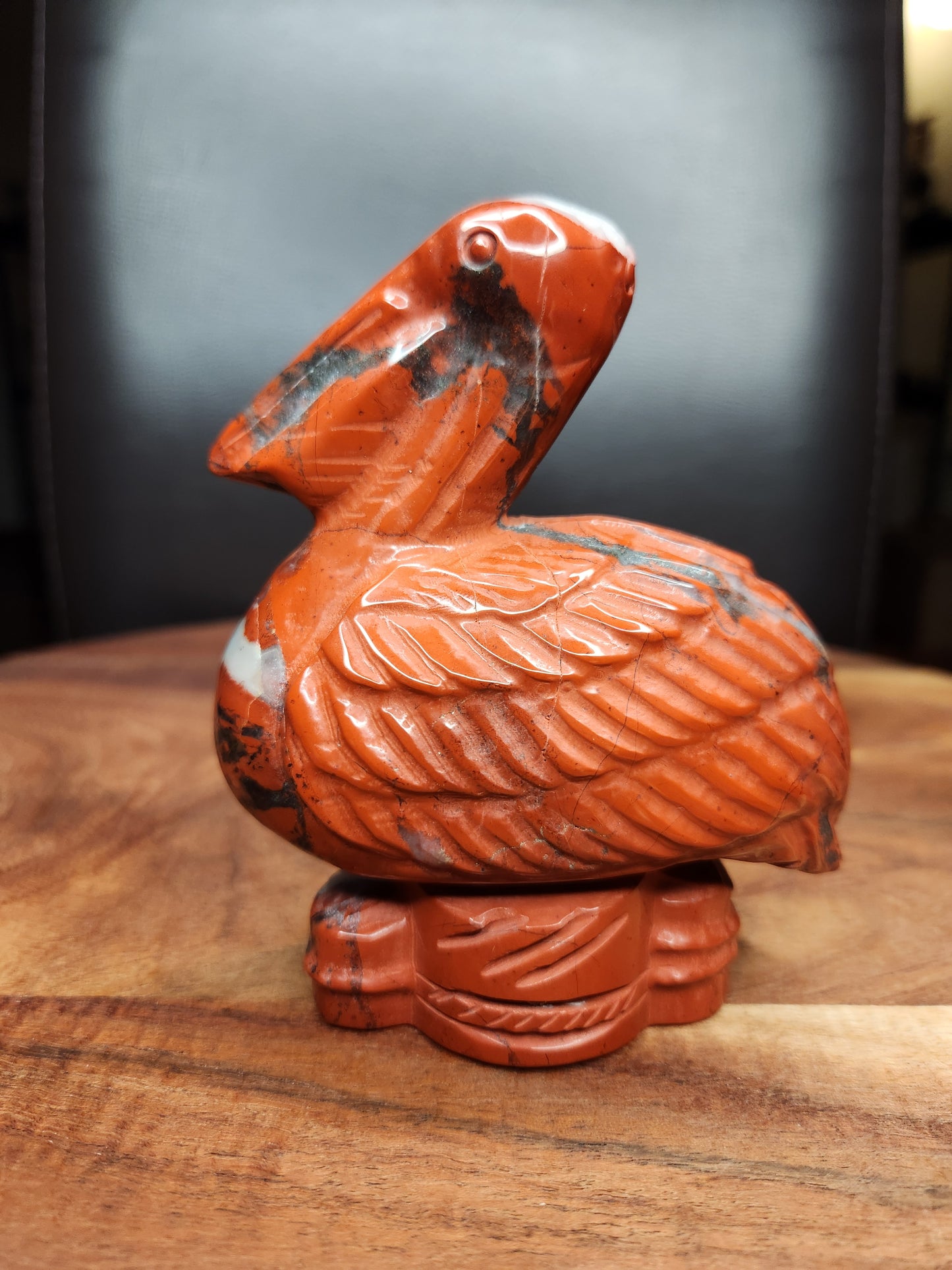 Red Jasper Pelican Carving