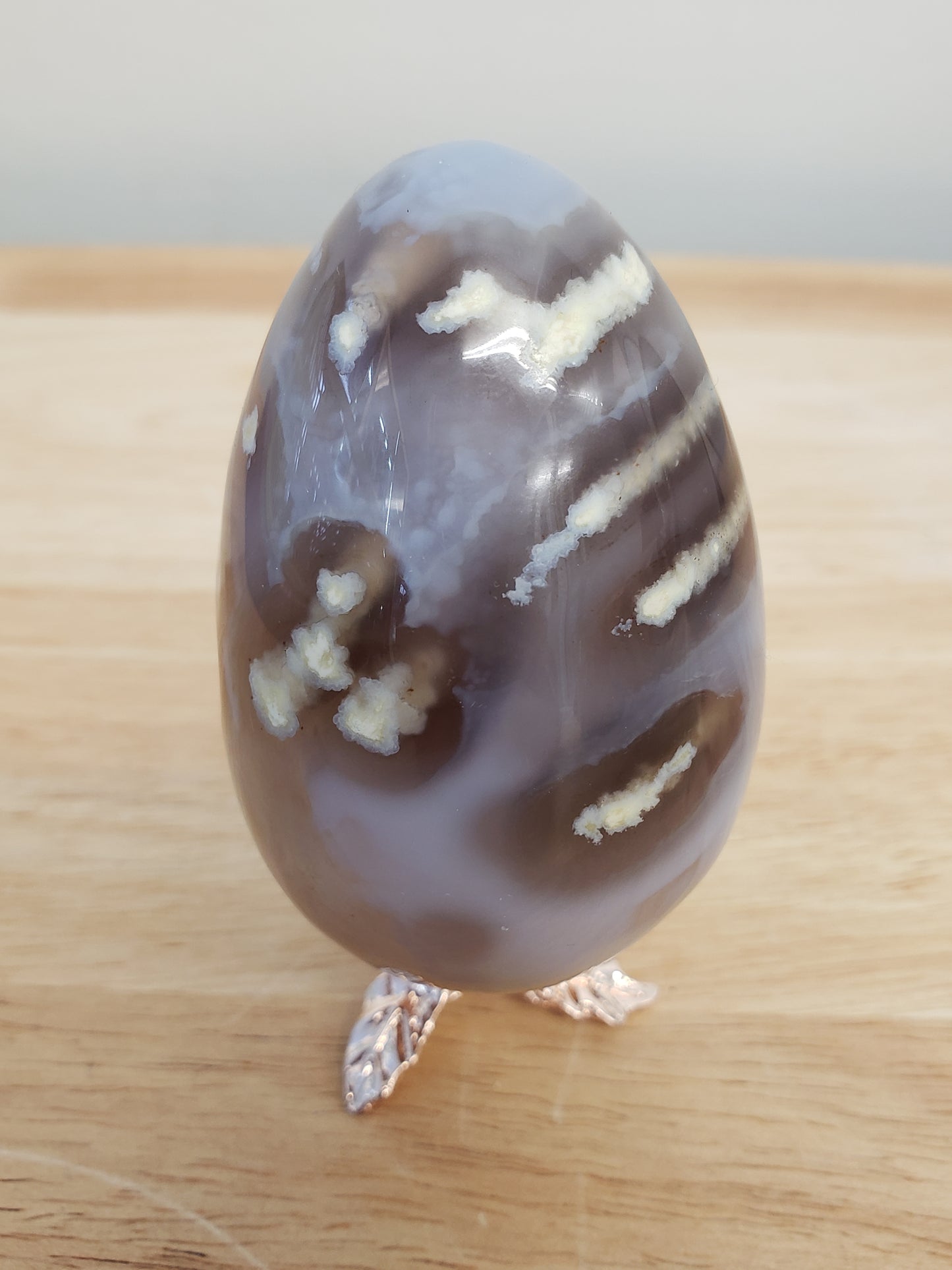 Blue Flower Druzey Agate Egg