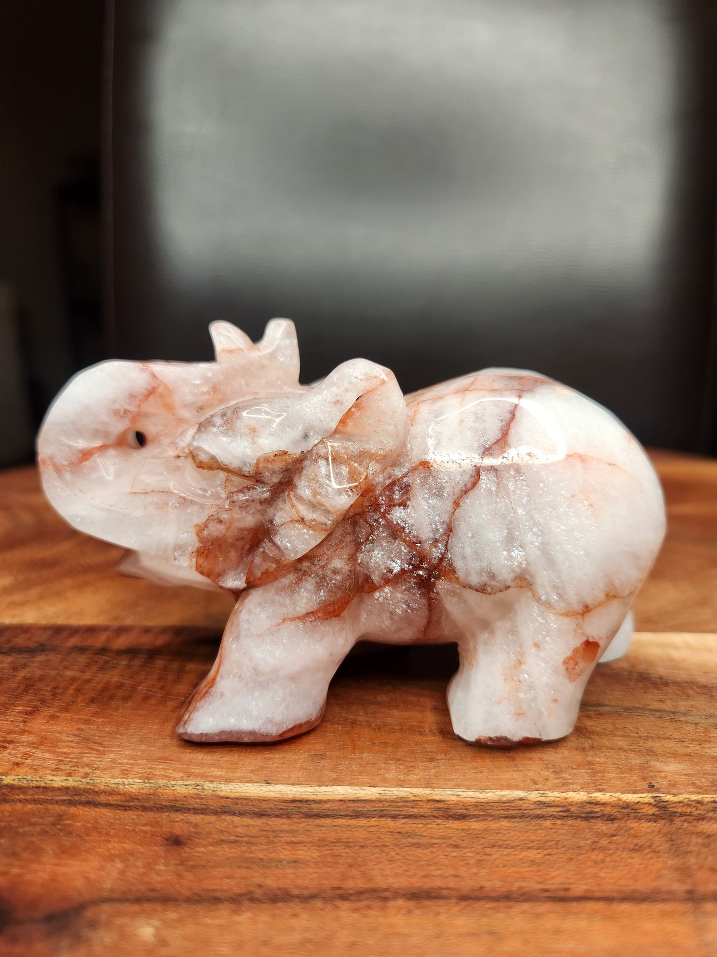 Fire Quartz Elephant Carving
