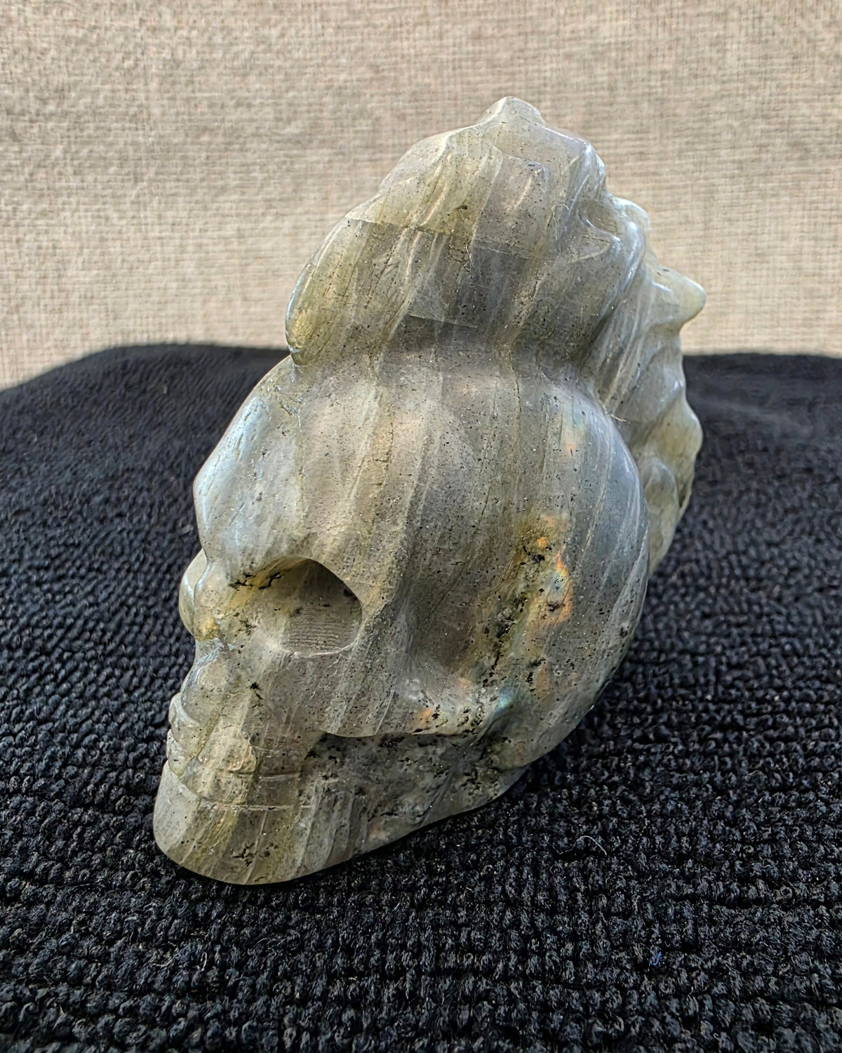 Labradorite Punk Mohawk Skull