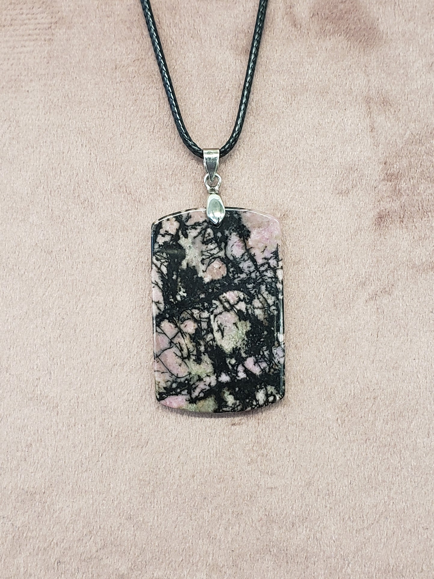 Rhodonite Dog Tag Pendant