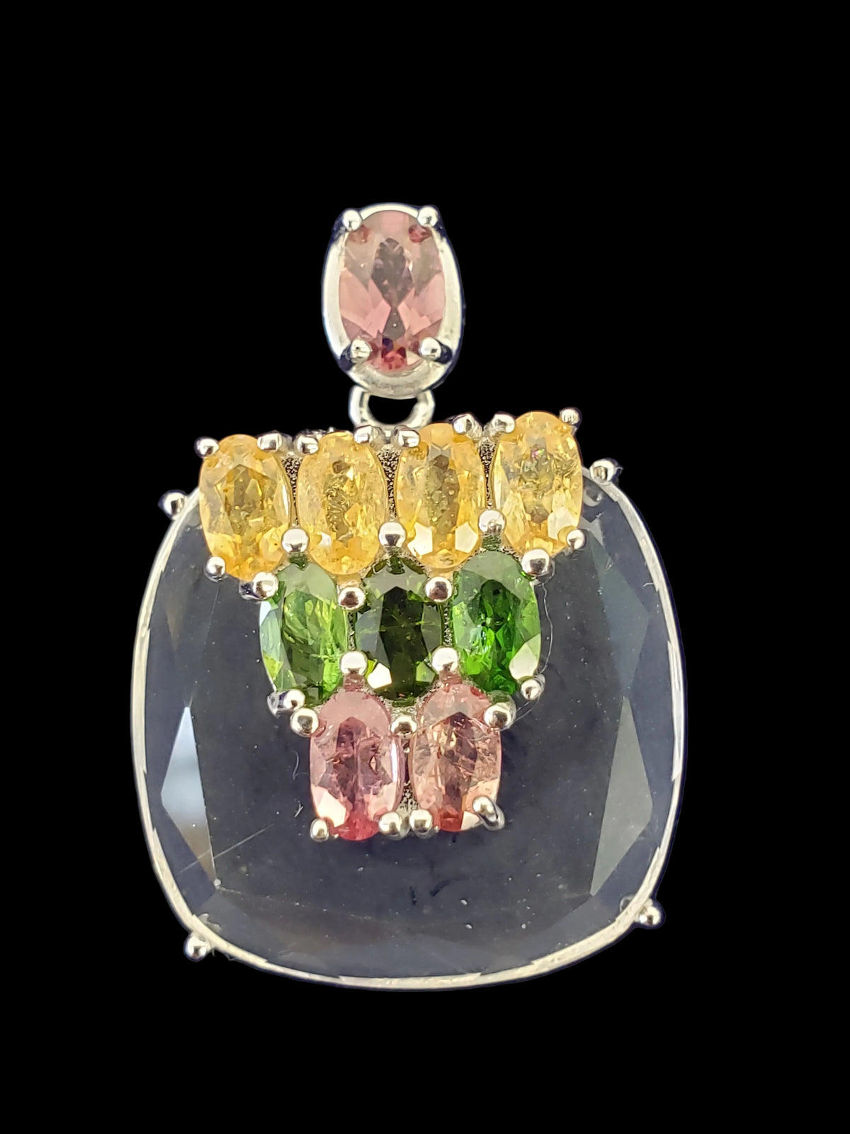 Rainbow Tourmaline with Clear Quartz Pendant
