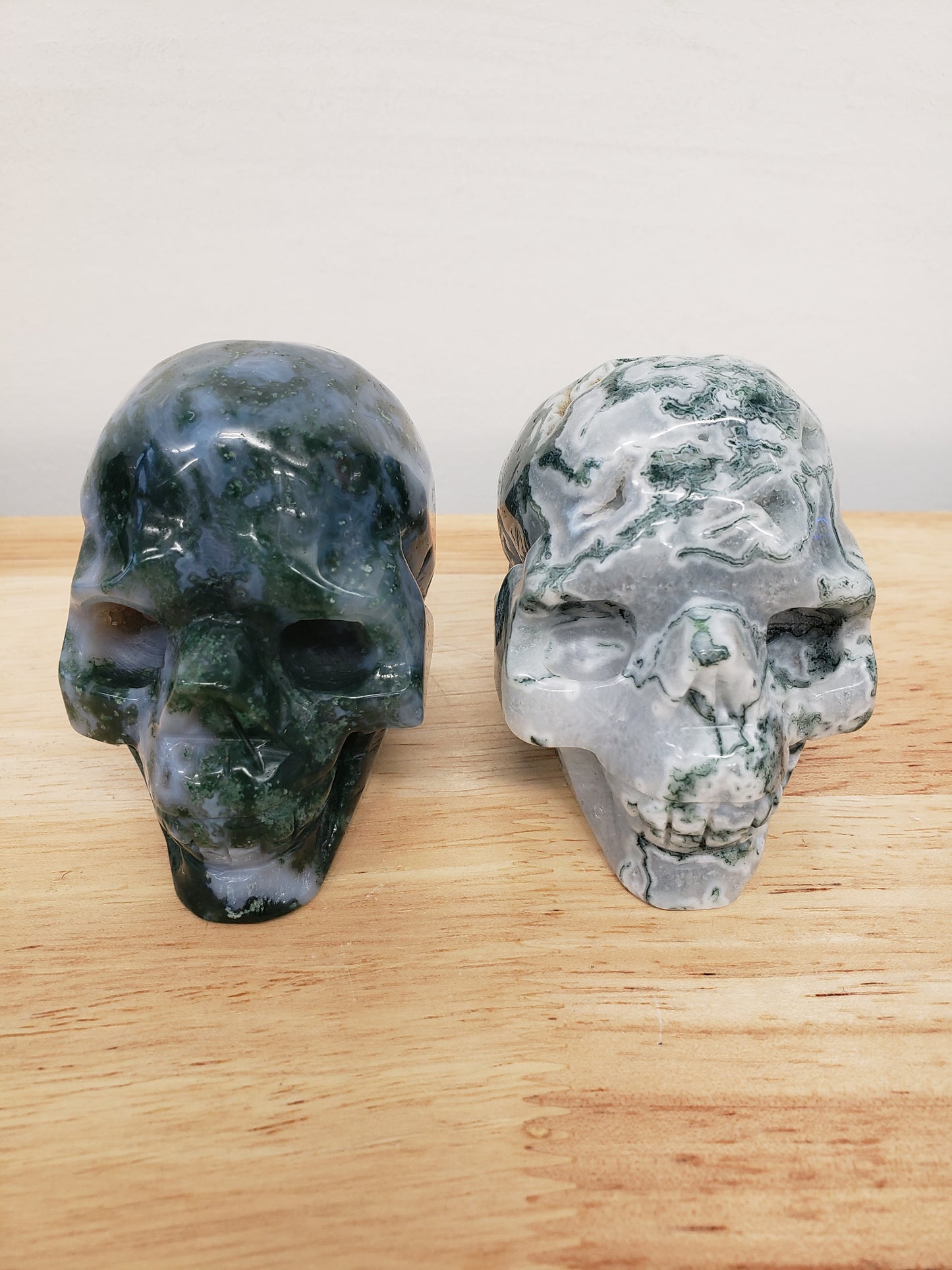 Moss Agate Skull Head