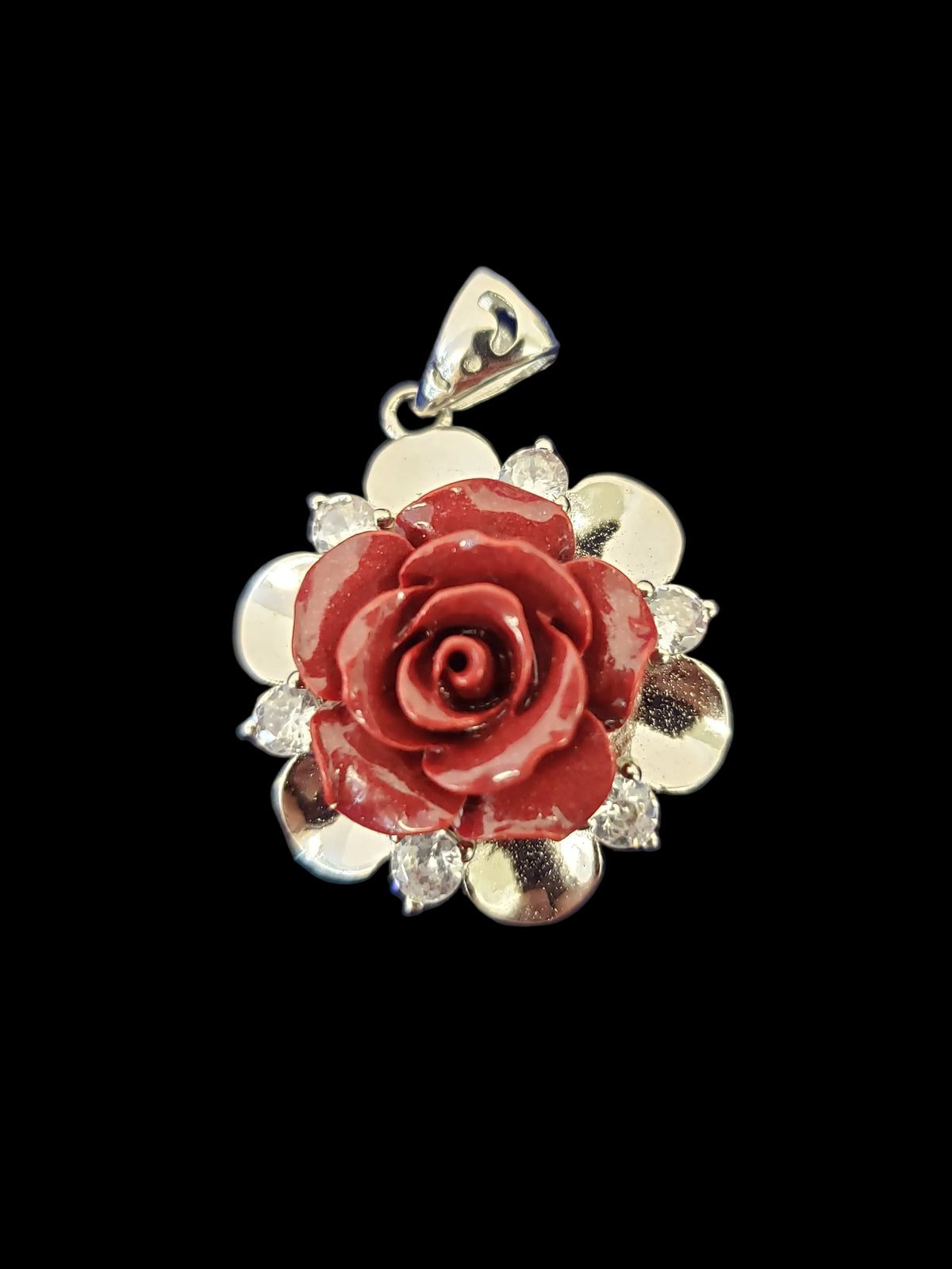 Premium Cinnabar Rose Pendant
