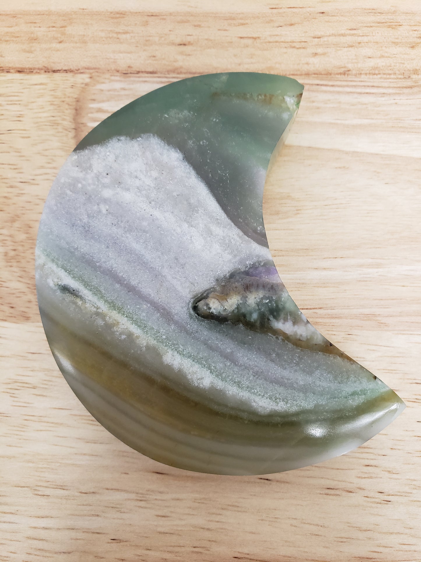 Green Florite Cresent Moon Carving