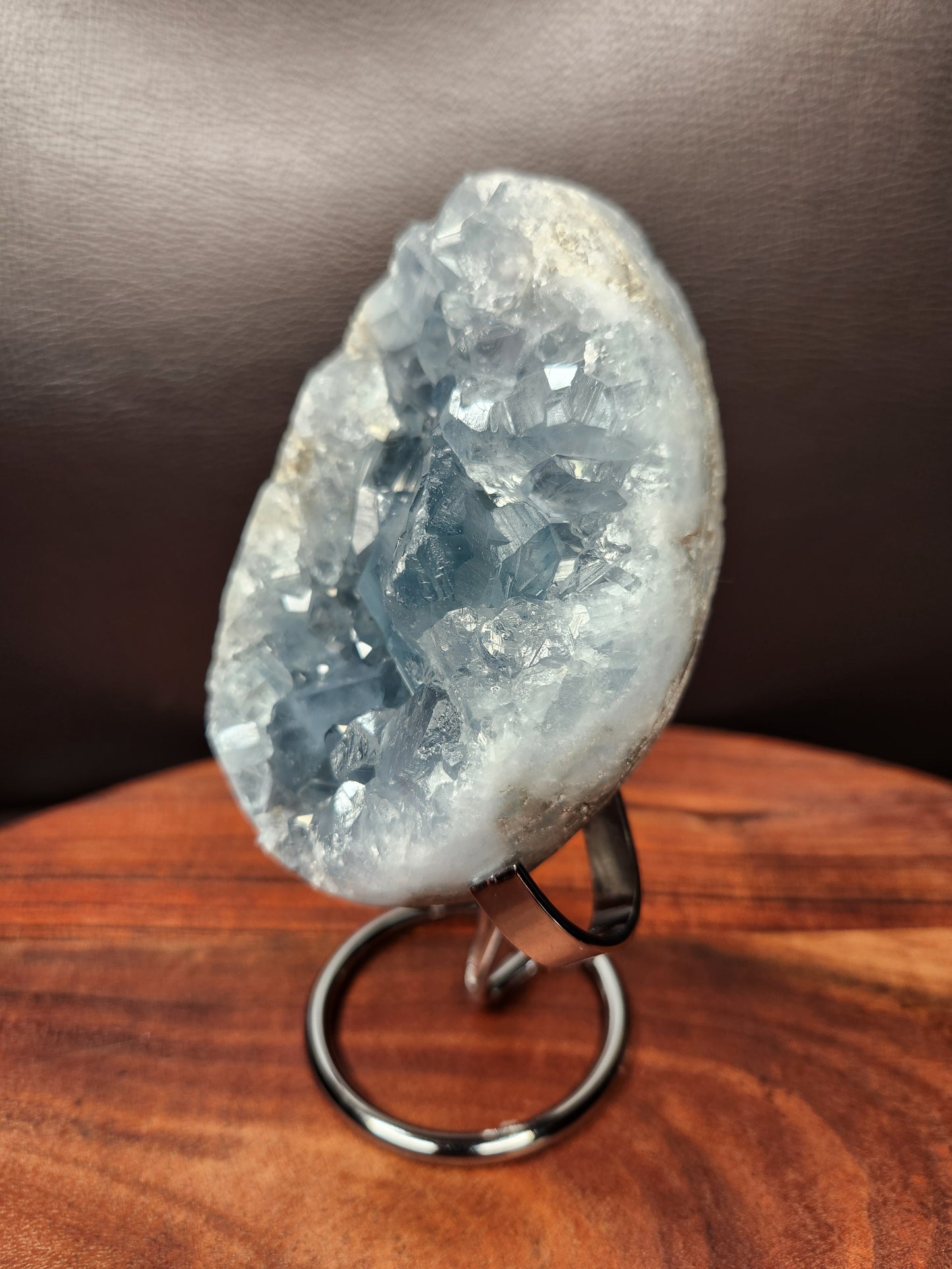 Celestite Egg Cluster with Stand