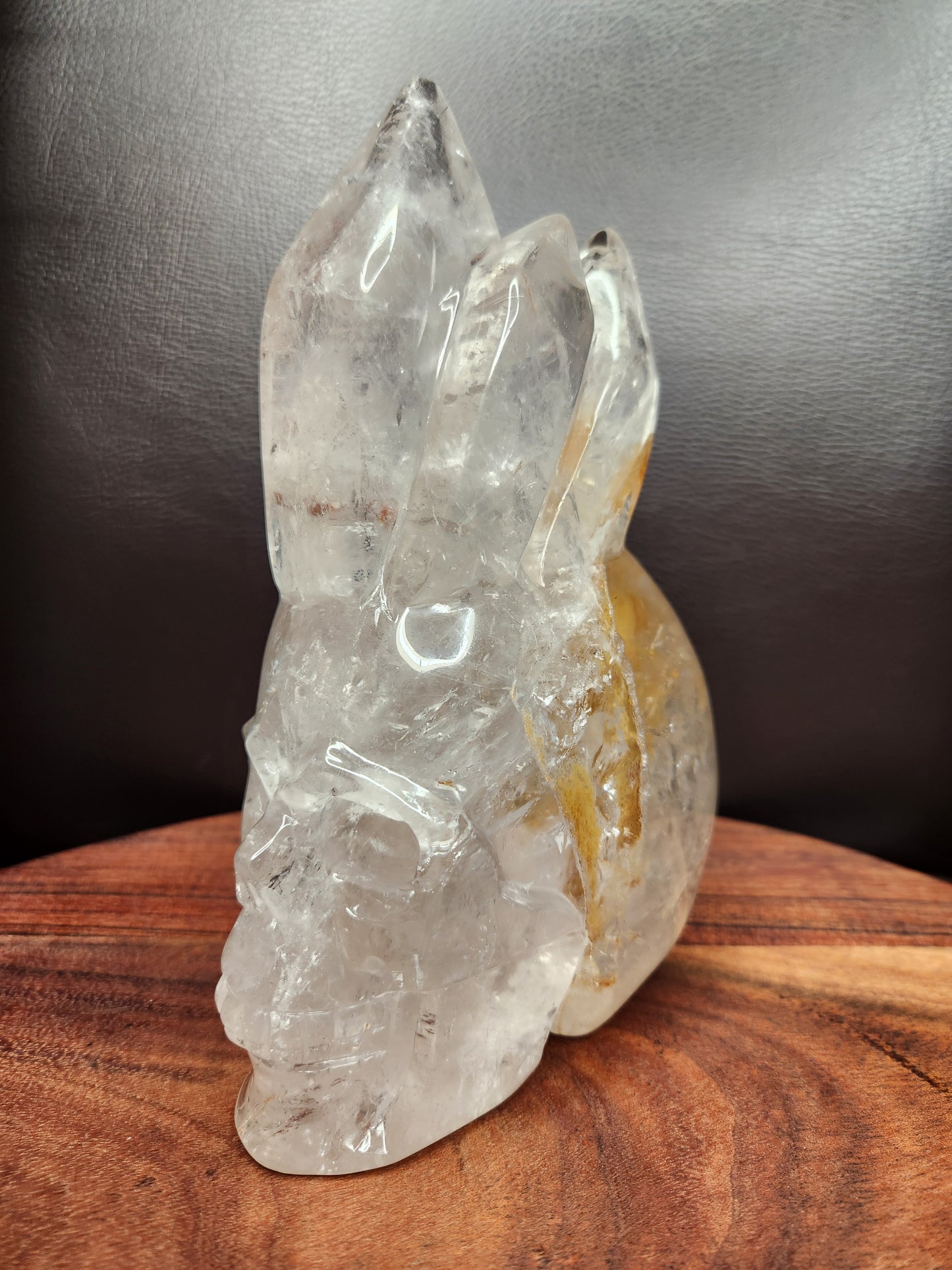 Clear Quartz Skull with Cluster Crown Carving